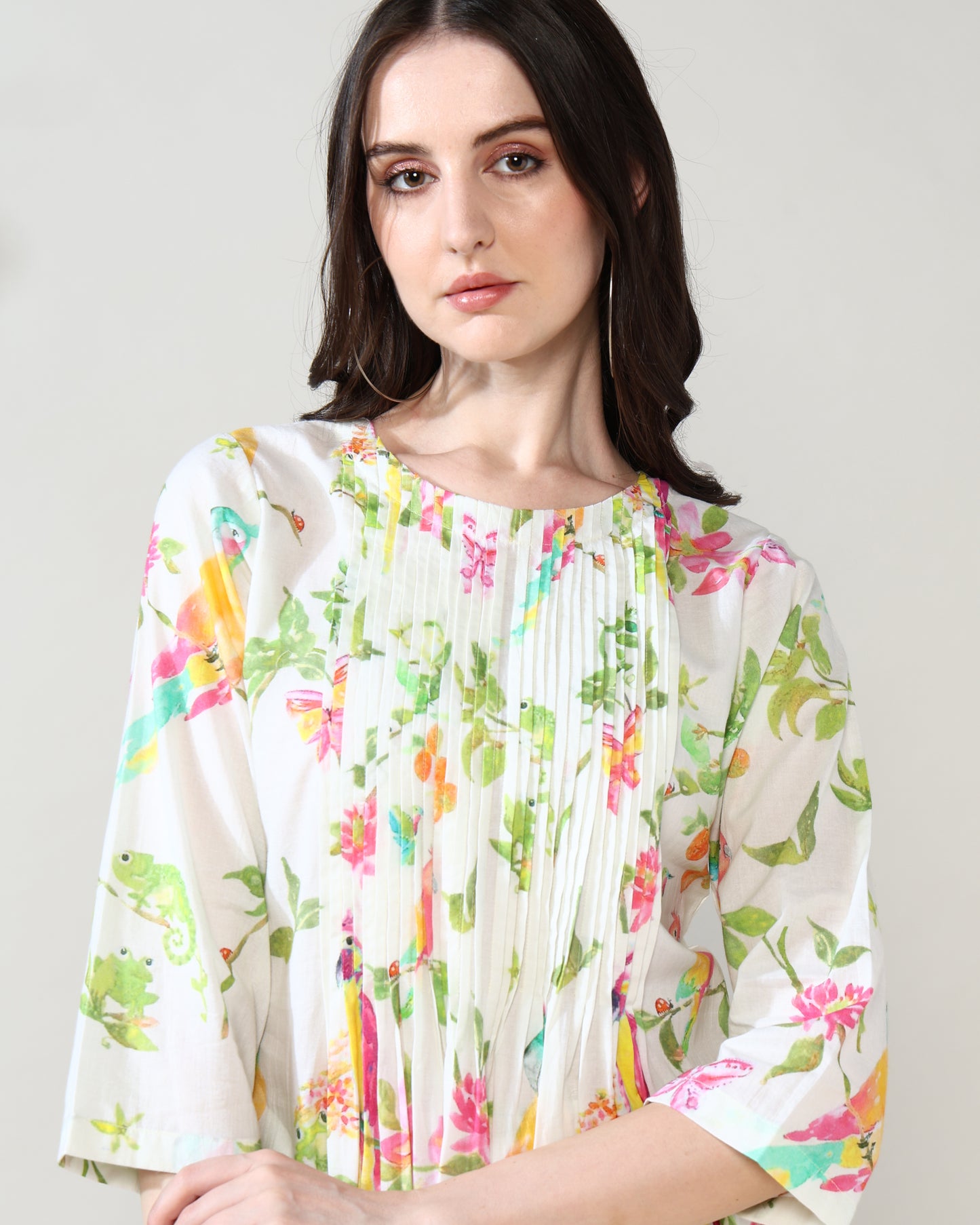 Cream peach floral Pure Cotton Suit Set of 2