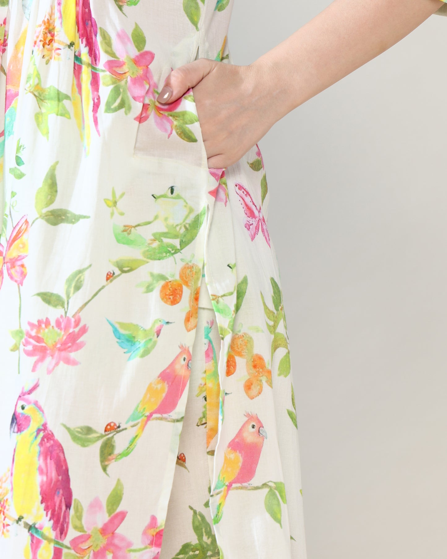 Cream peach floral Pure Cotton Suit Set of 2