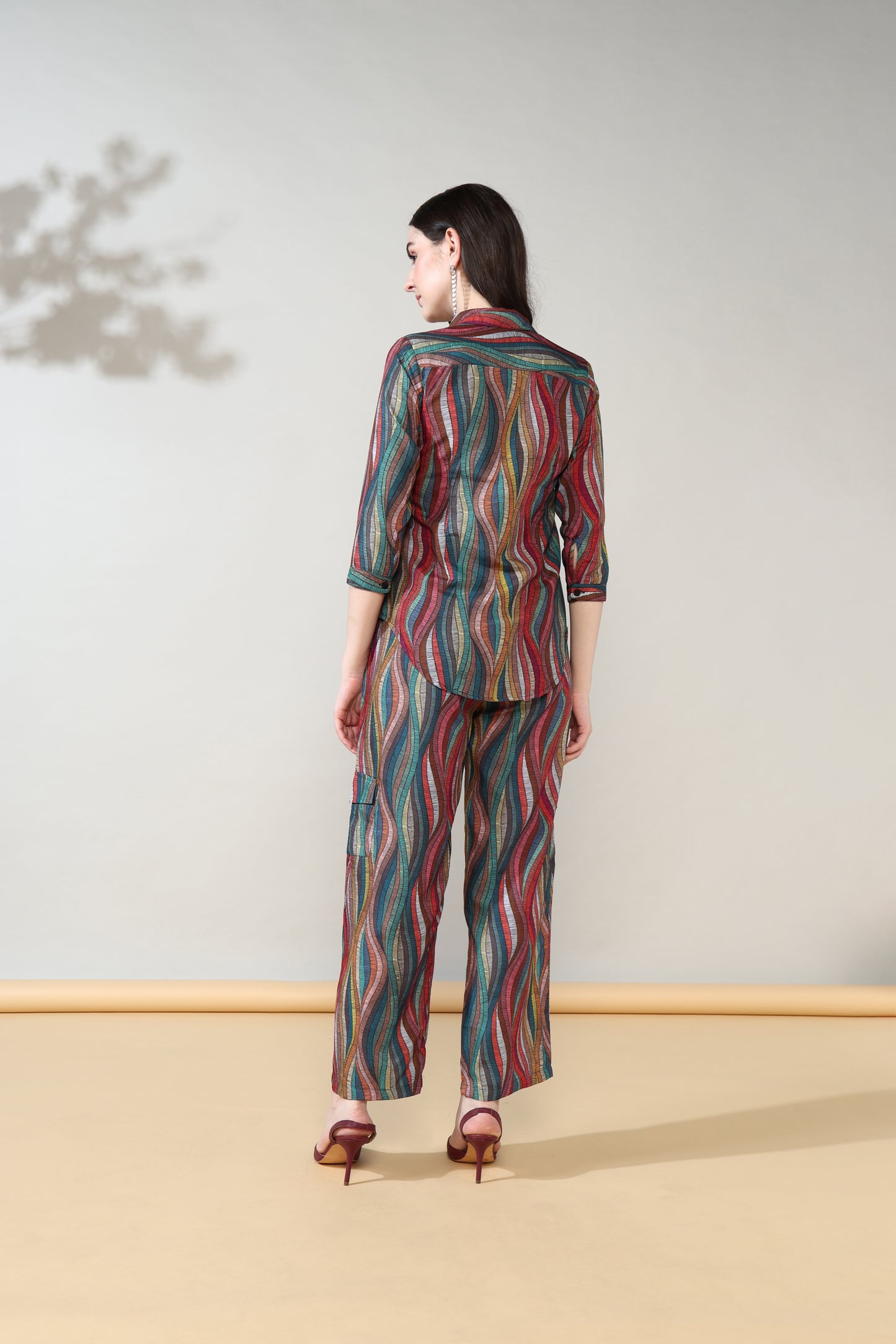 Multicolour line Rayon coord set of 2