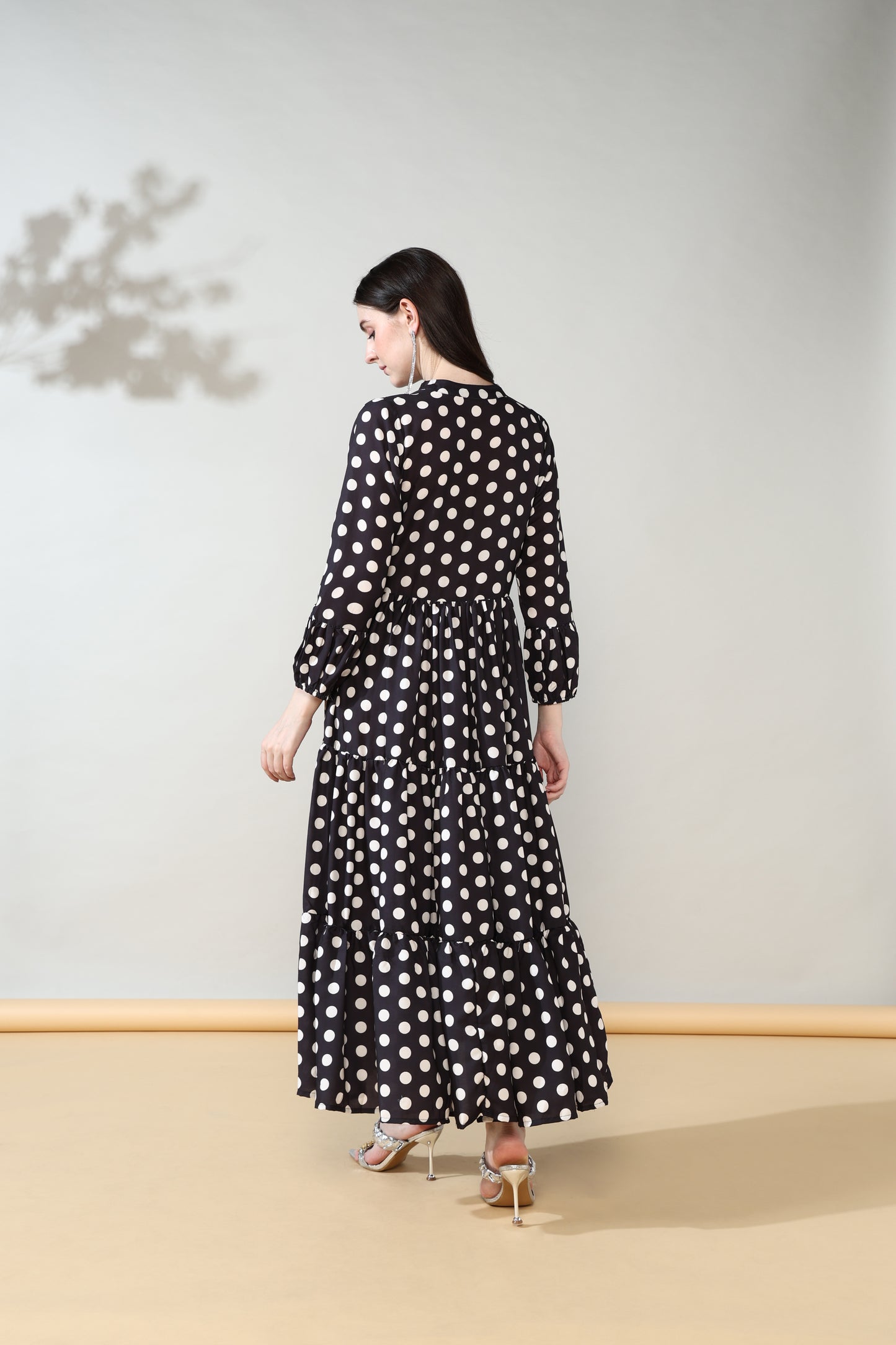 Polka black long dress