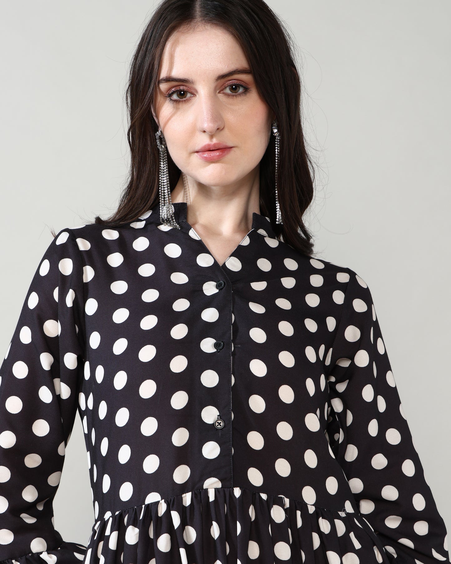 Polka black long dress