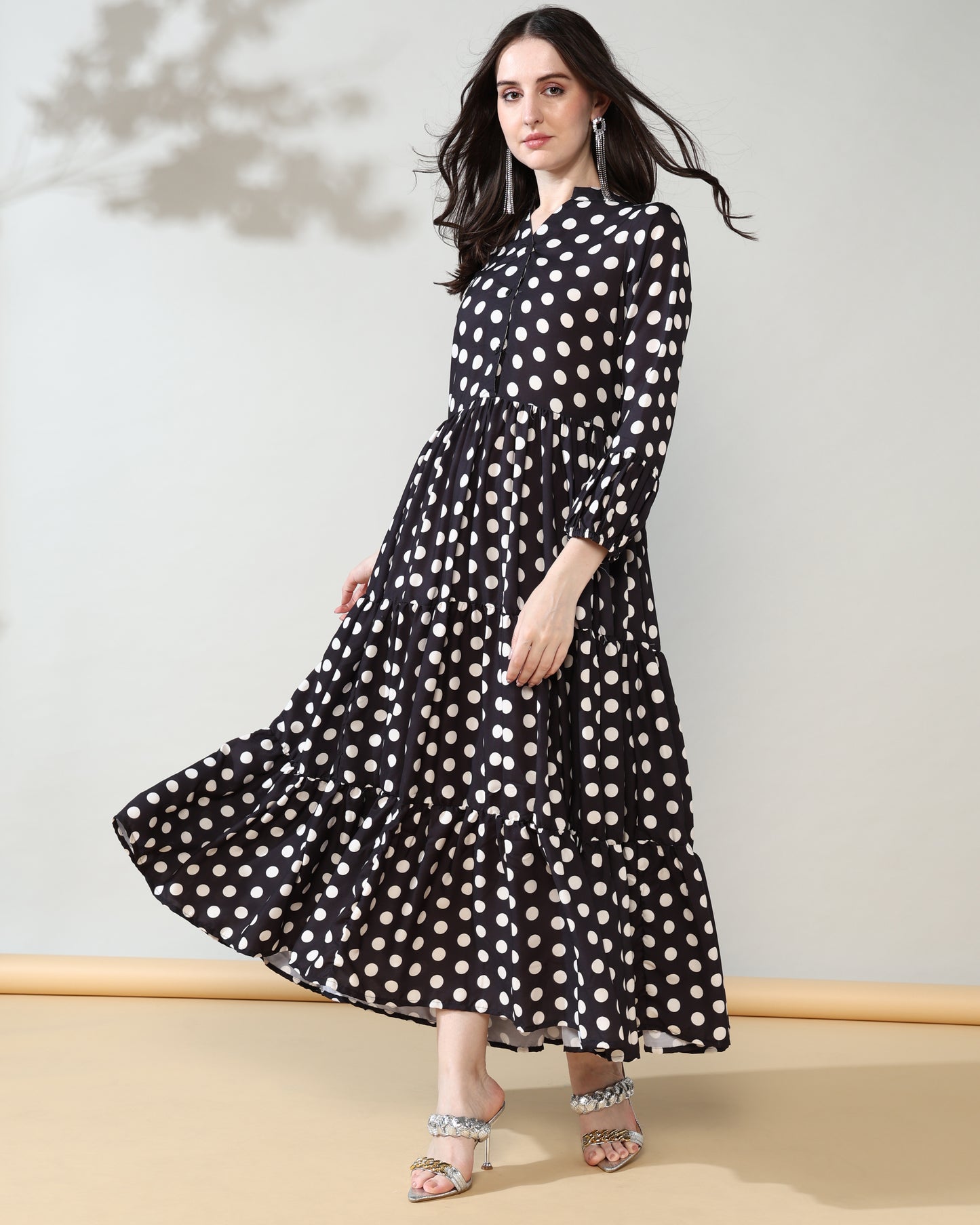 Polka black long dress