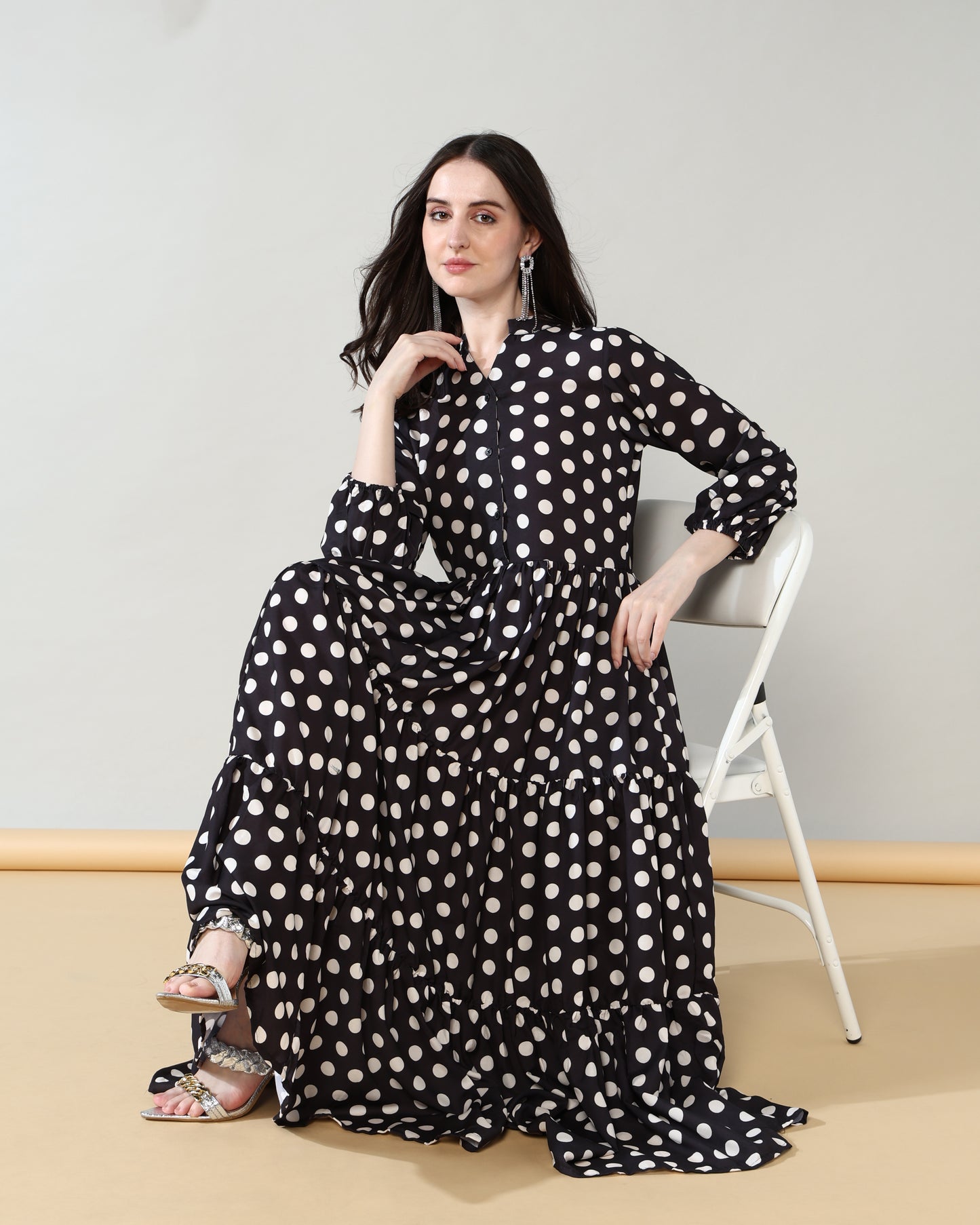 Polka black long dress