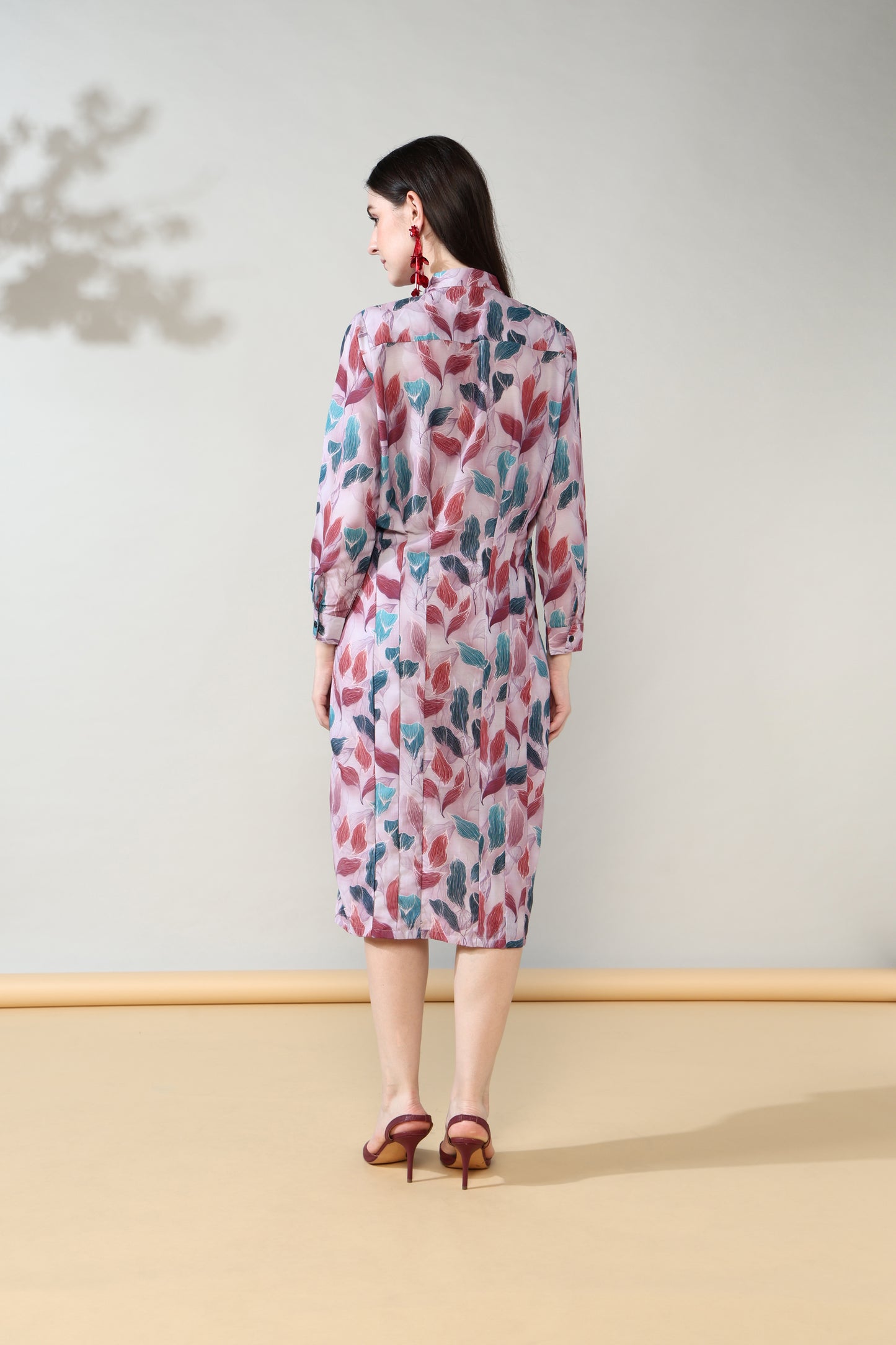 Rosey leaf short shirt dress