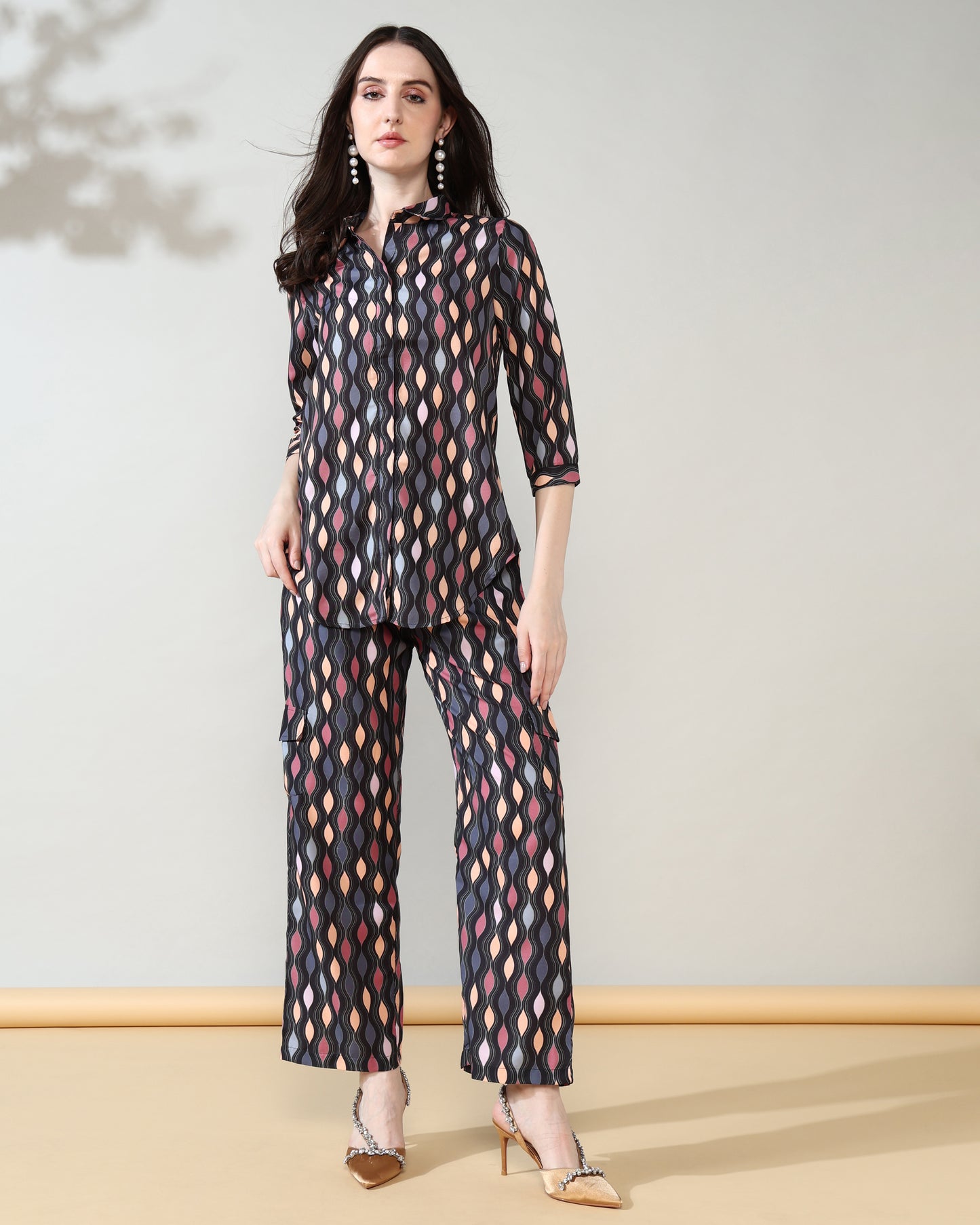 Blue stripes Rayon Coord Set of 2
