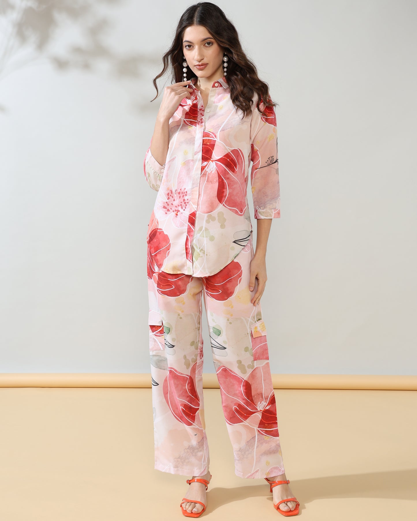 Luxe pastel flower Rayon Coord Set of 2
