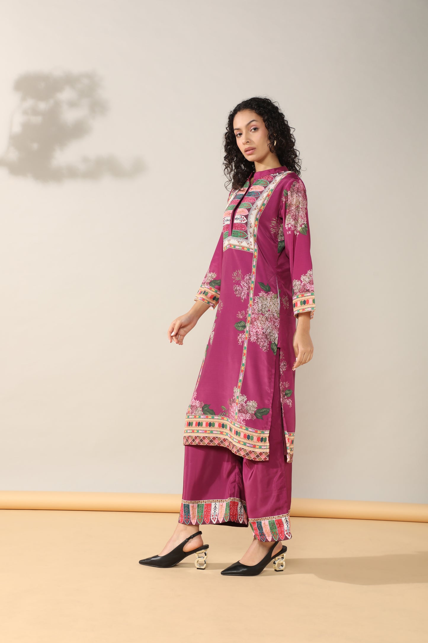 Elegance in Wine Print Suit Set with Dupatta