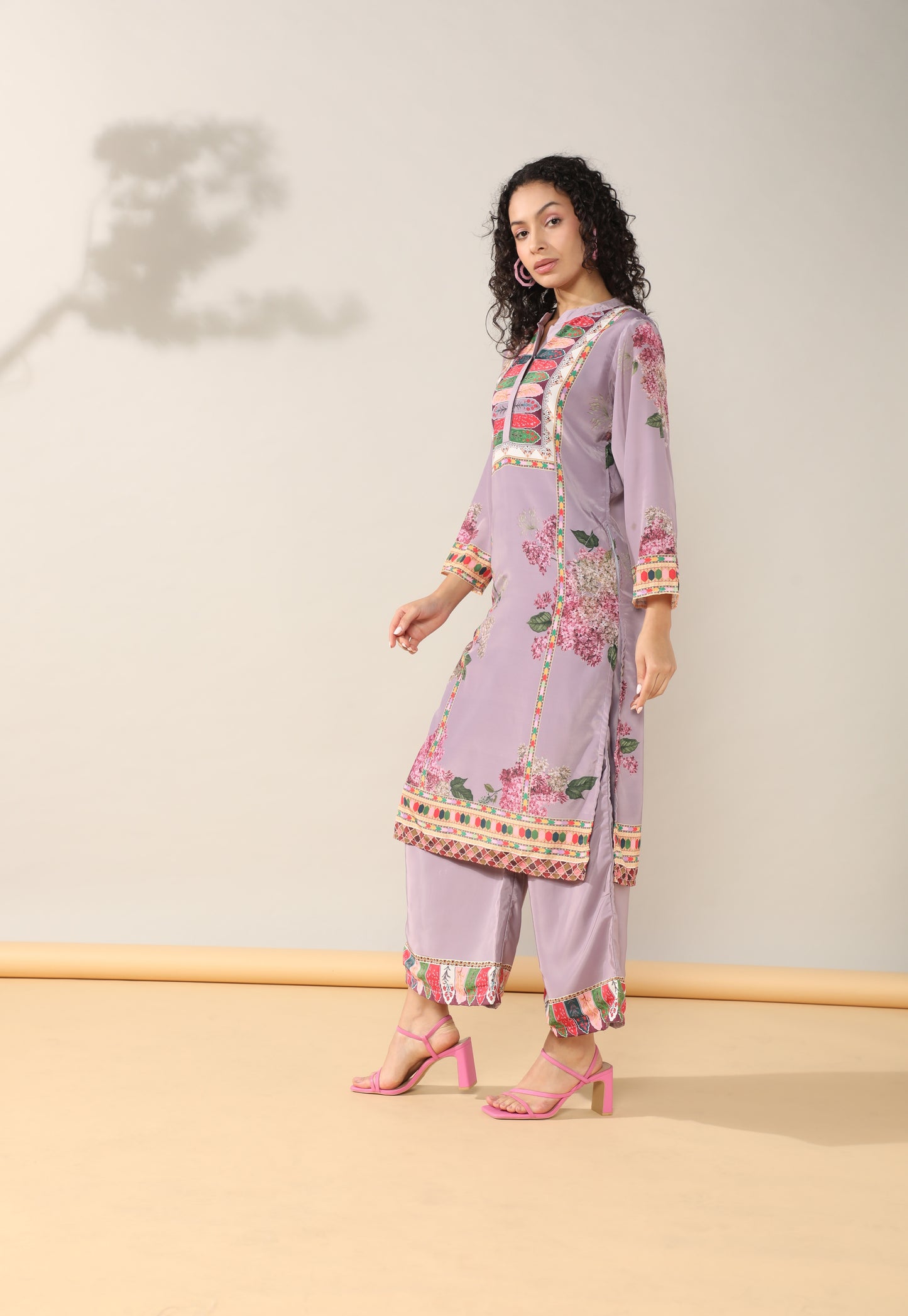 Elegance in Mauve Print Suit Set with Dupatta