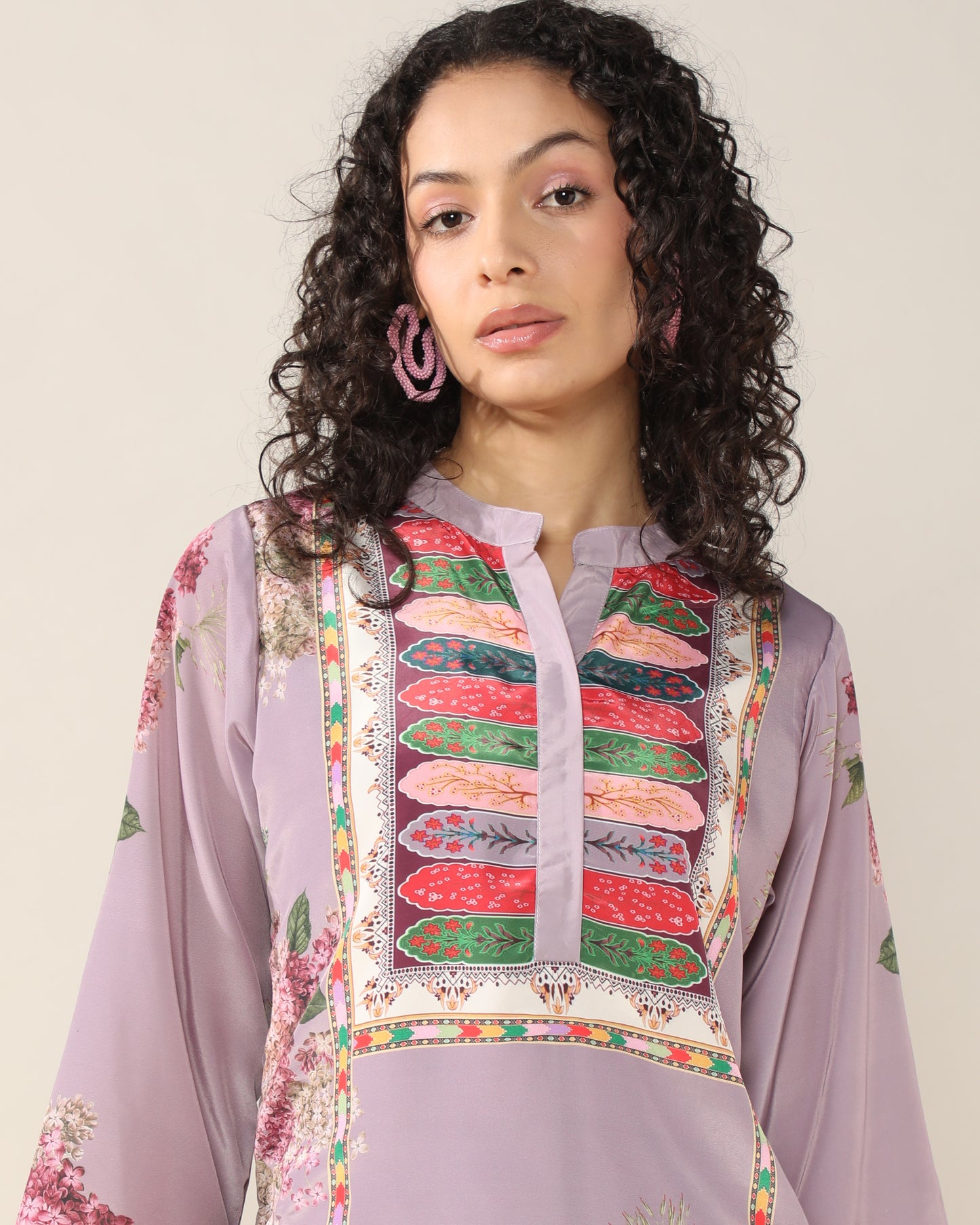 Elegance in Mauve Print Suit Set with Dupatta