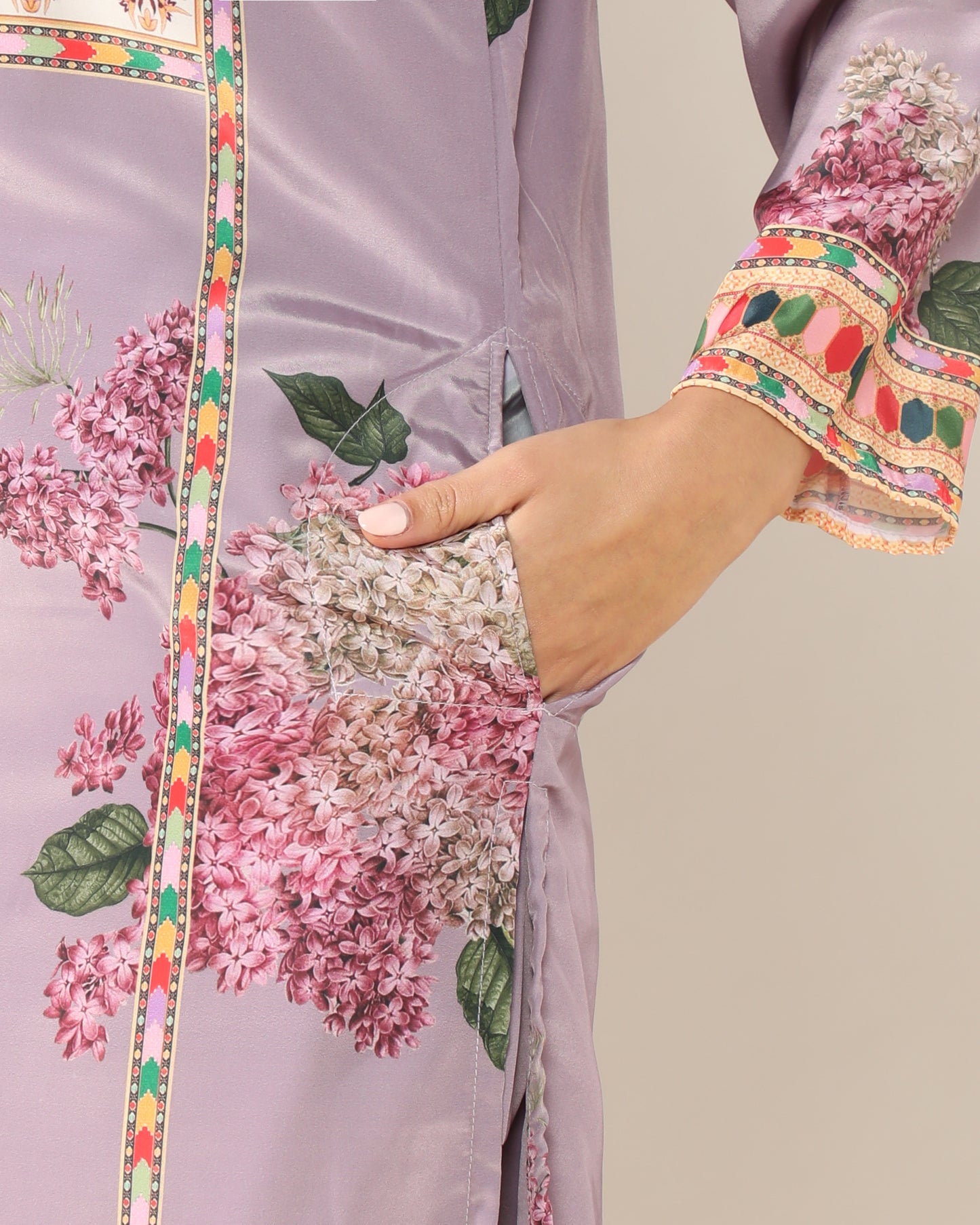 Elegance in Mauve Print Suit Set with Dupatta
