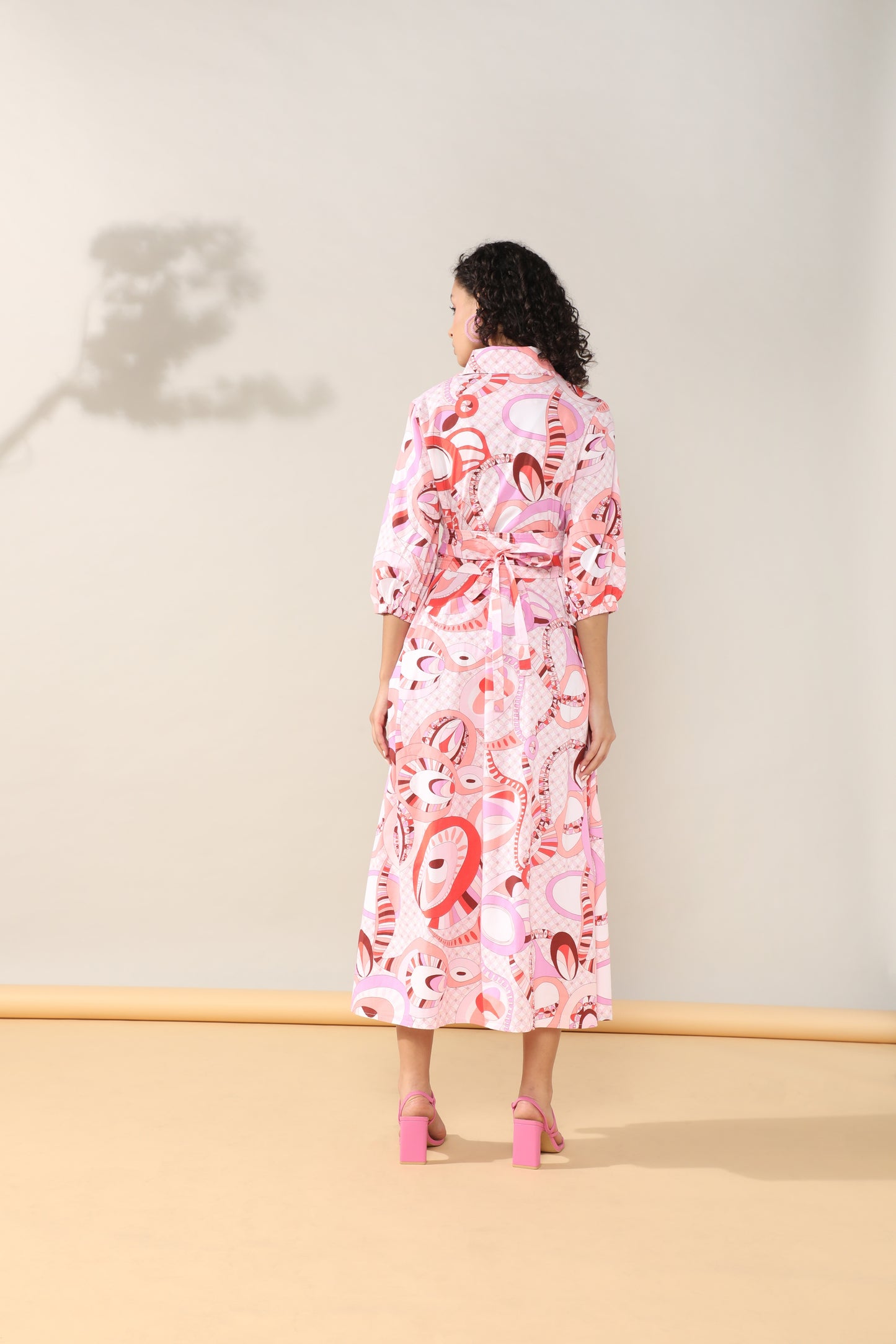 Peach hues Long Dress with belt