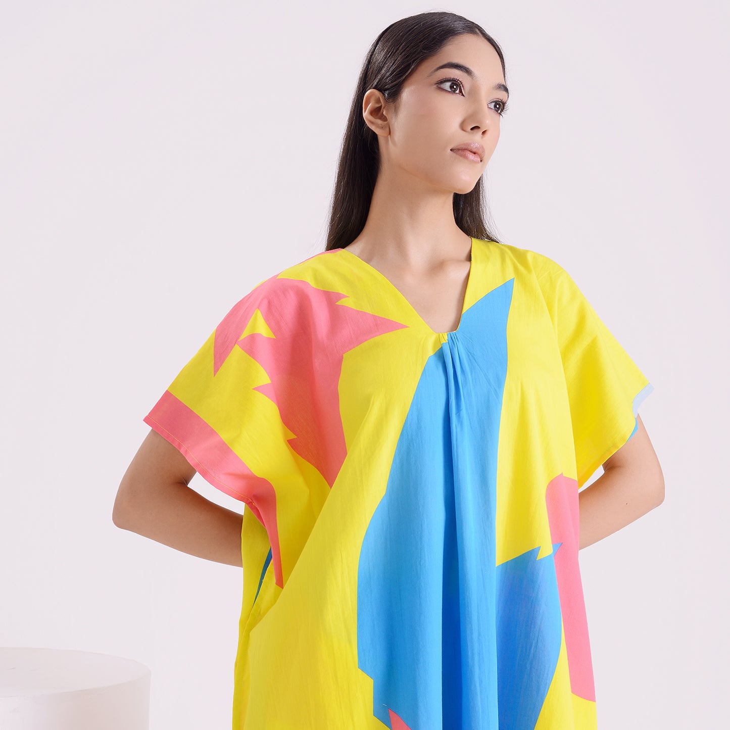 Lime pinky blue poplin Kaftan style suit set of 2