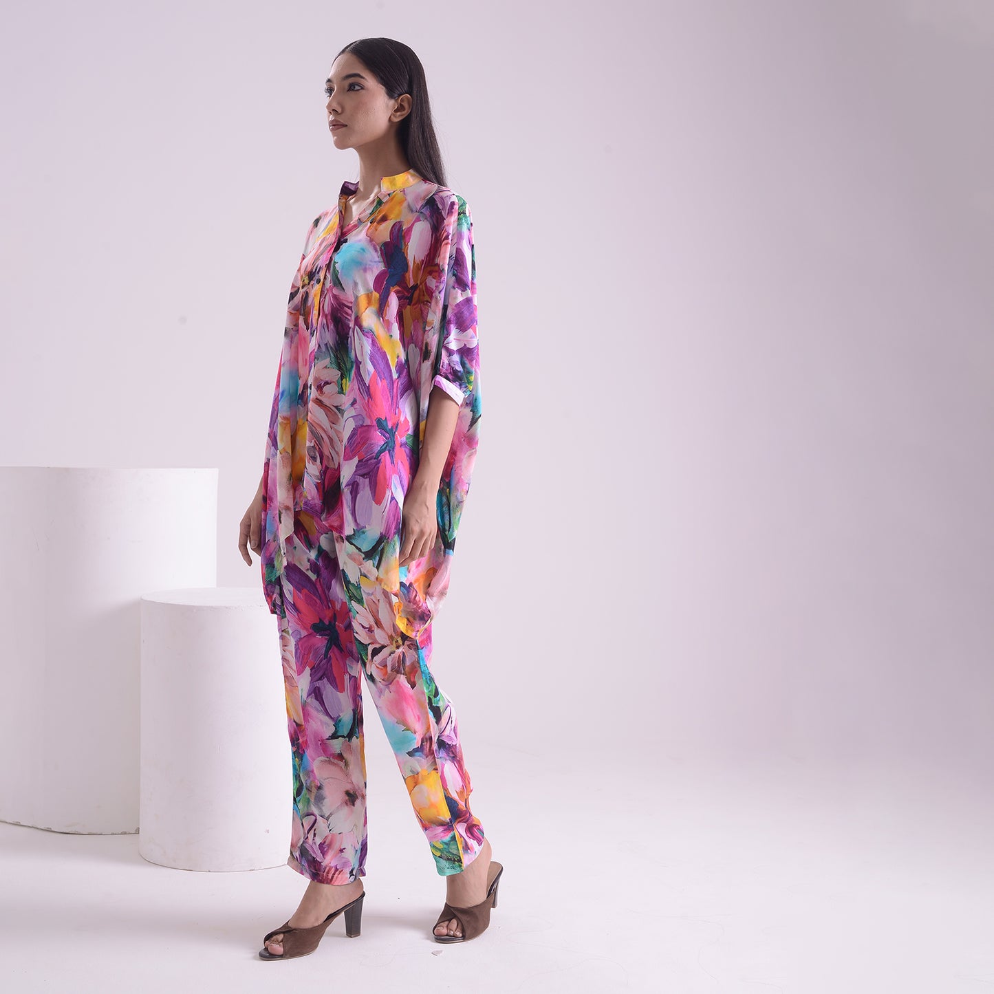 Abstract floral kaftan style Coord set of 2