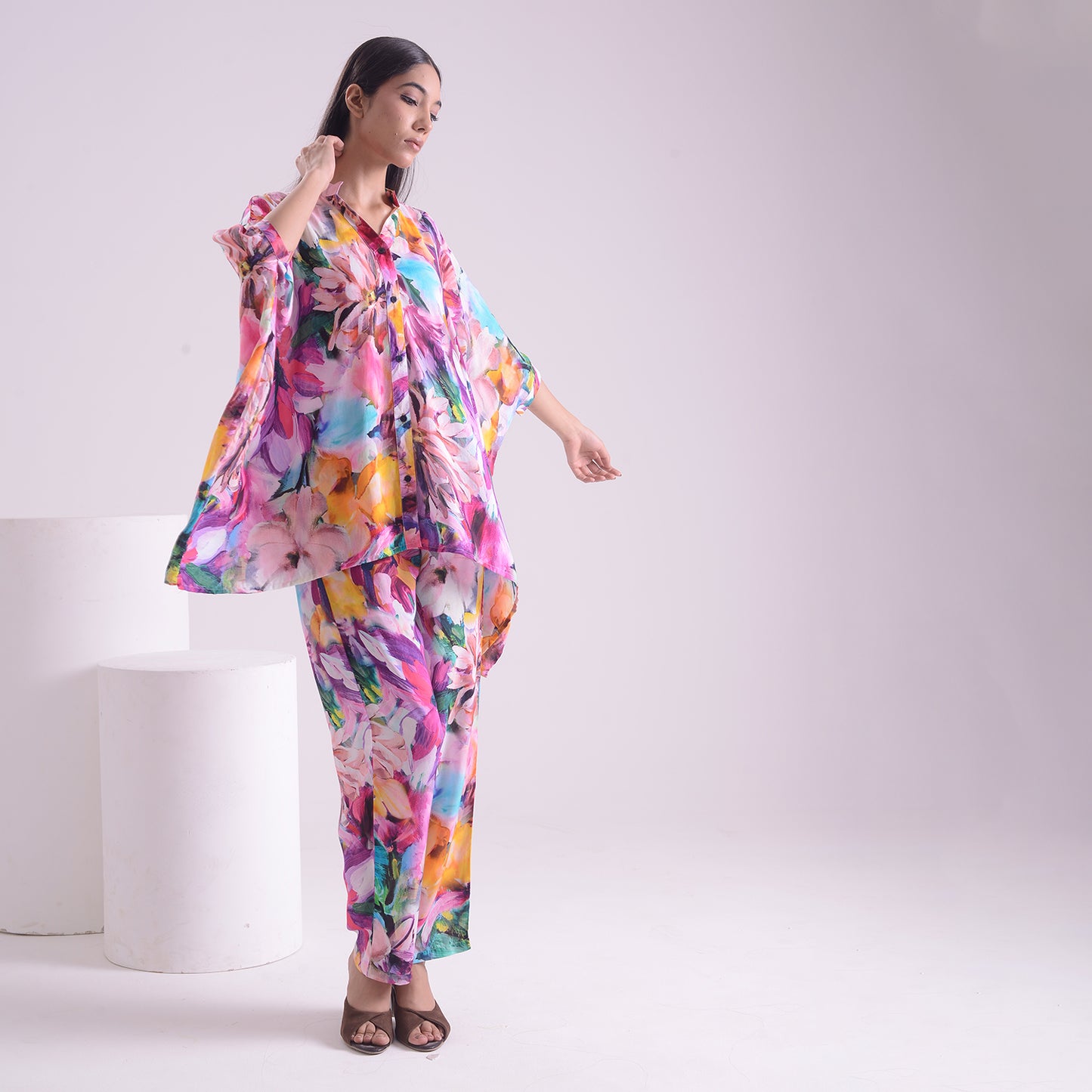 Abstract floral kaftan style Coord set of 2