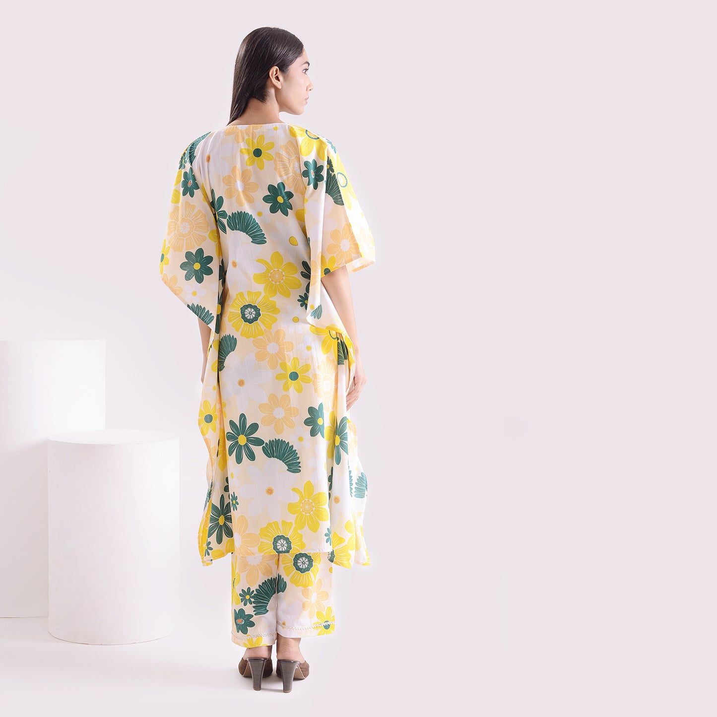 Breezy waves poplin pure kaftan style suit set of 2