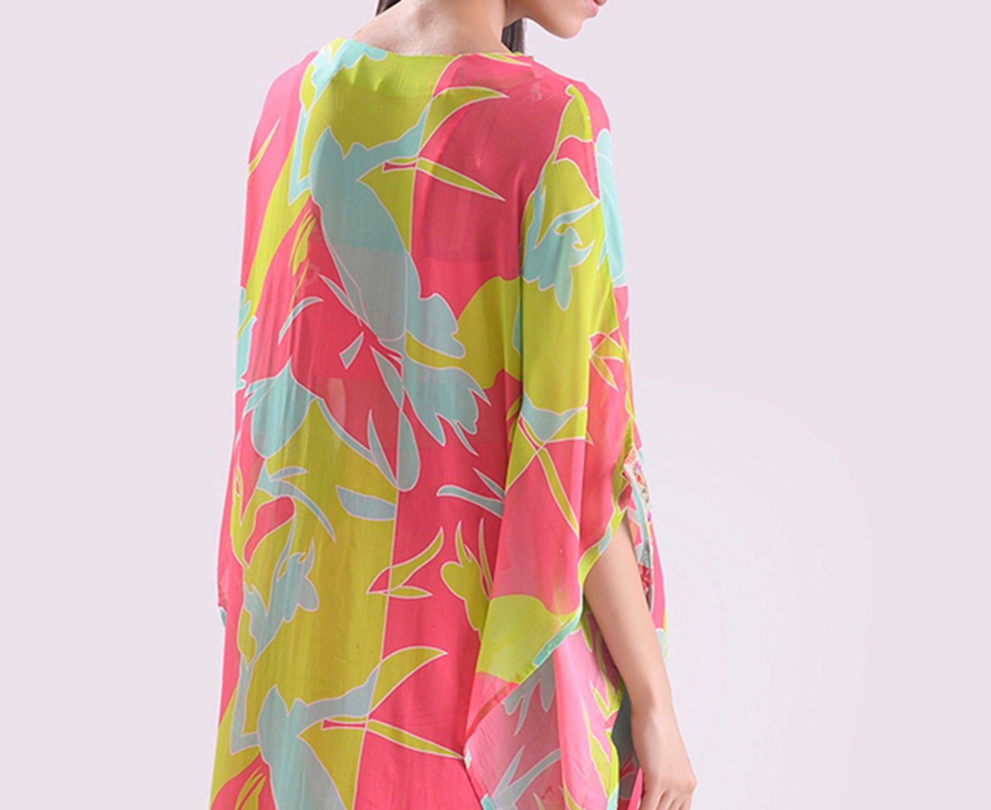 HOK ENSEMBLE Modern muse Goergette Kaftan with silk blouse and pant with embroided touch