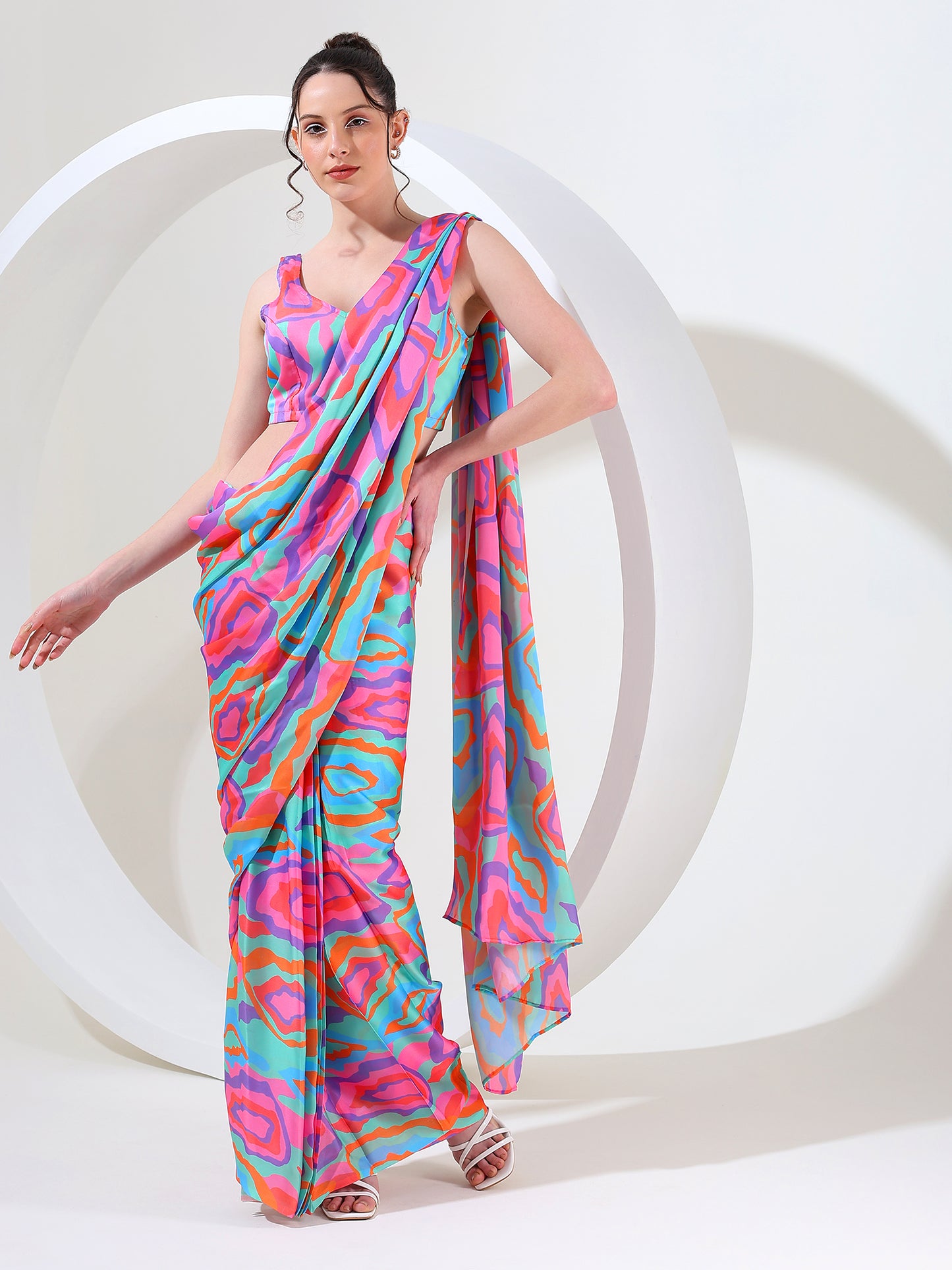 Divine drape Goergette satin stitched saree