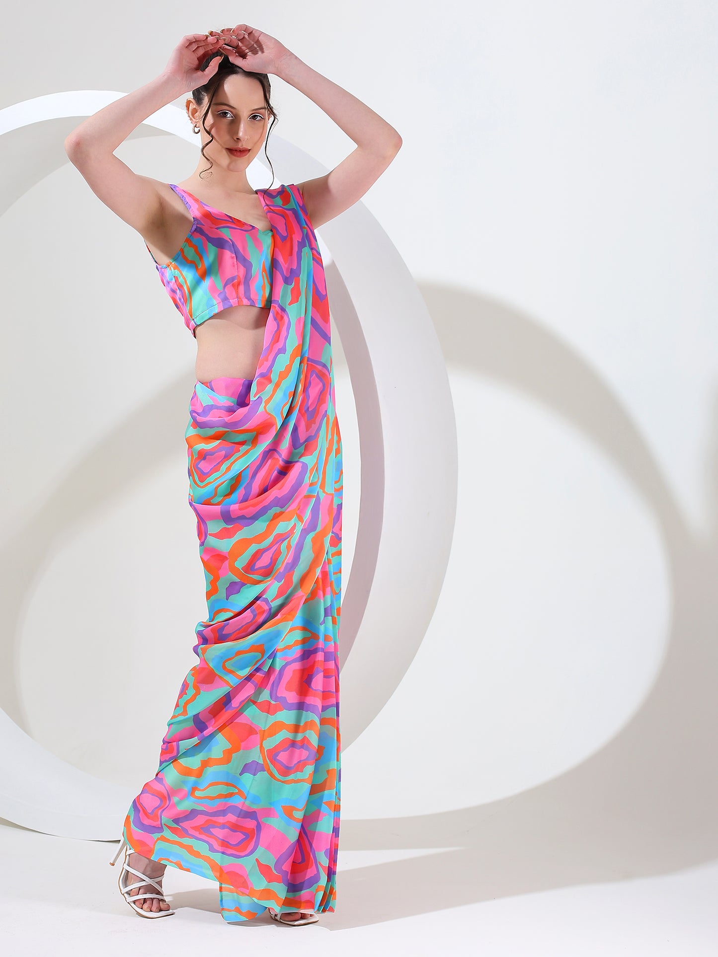 Divine drape Goergette satin stitched saree