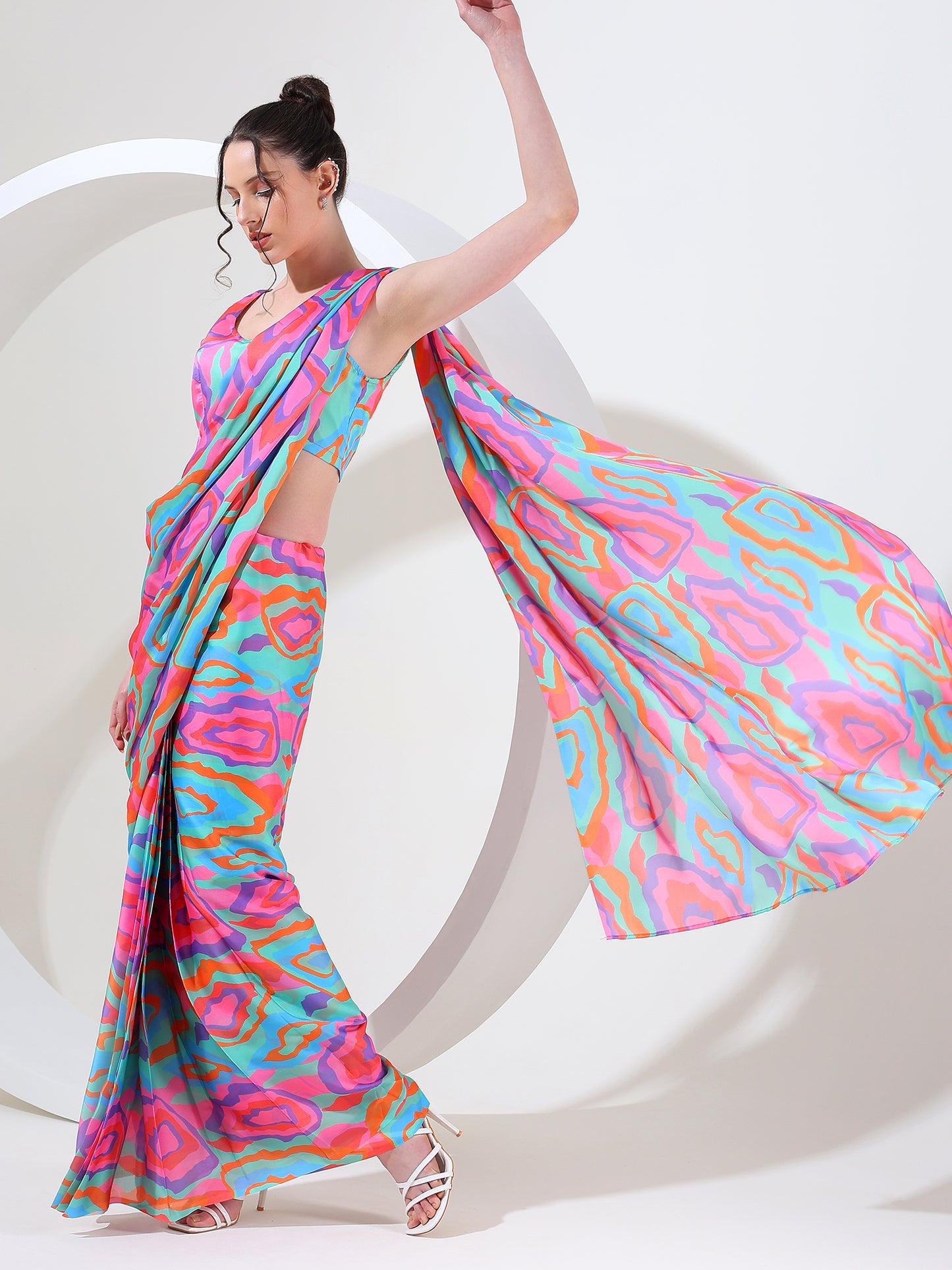 Divine drape Goergette satin stitched saree
