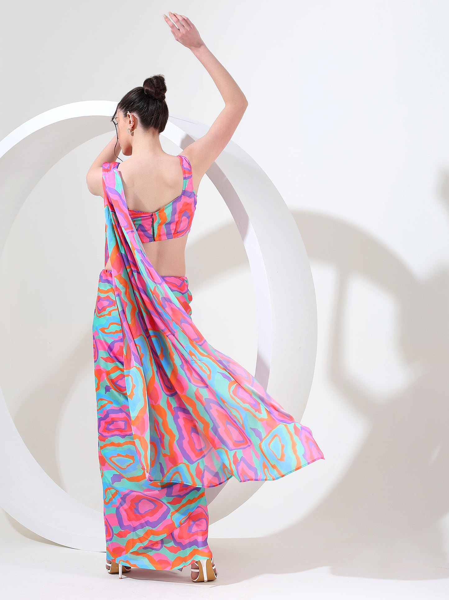Divine drape Goergette satin stitched saree