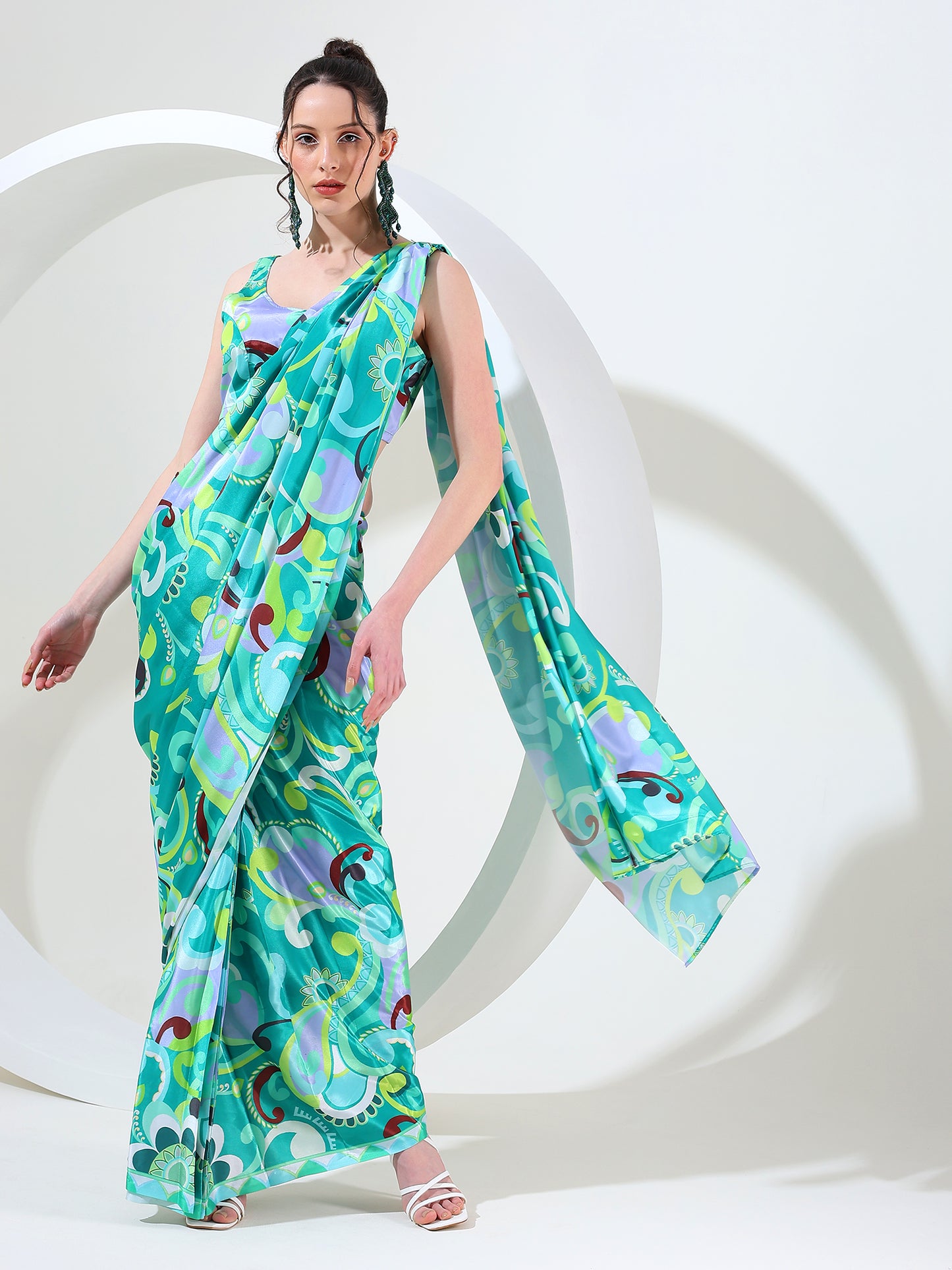 Regal ensemble Crepe silk stitched saree