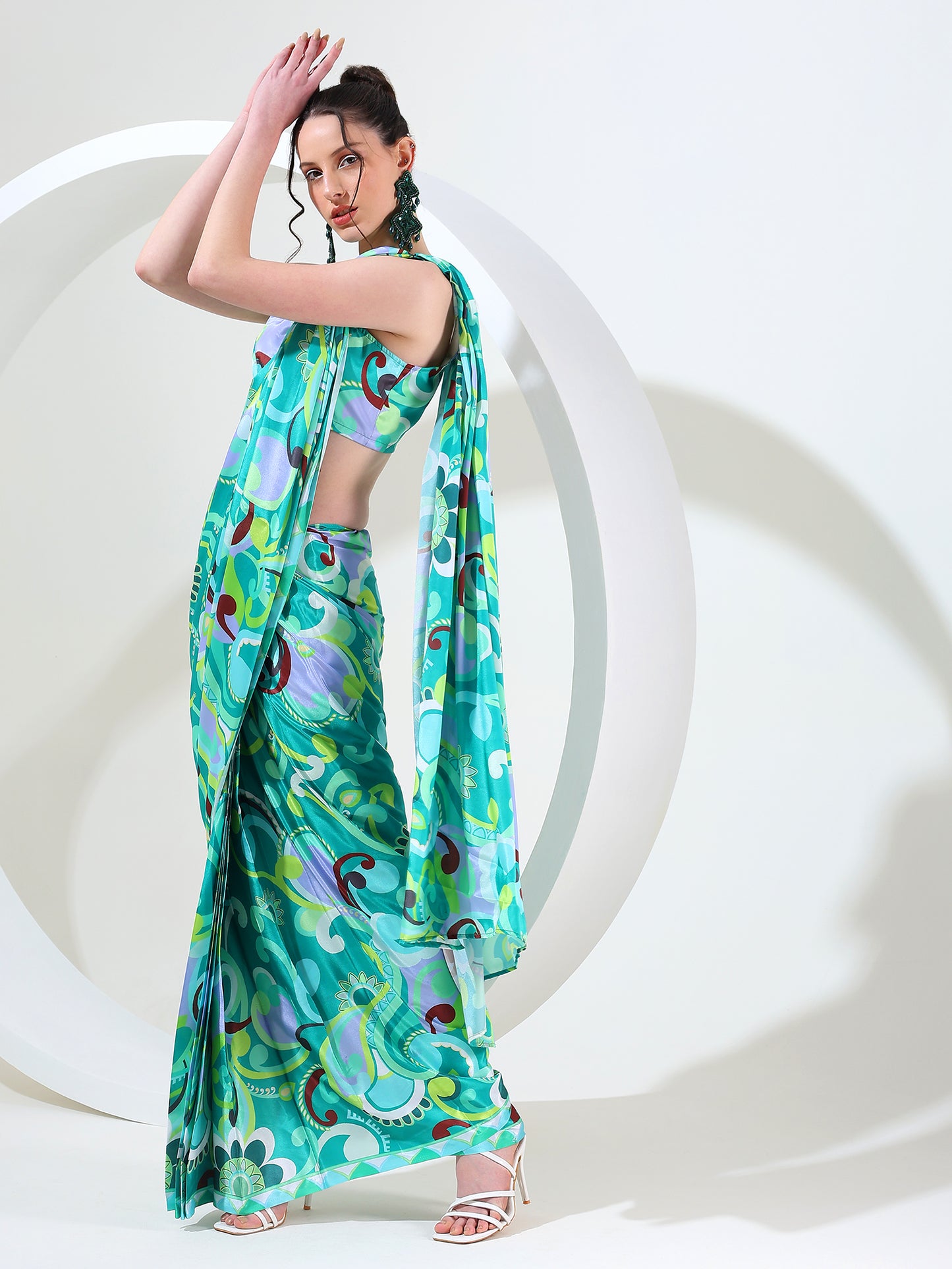 Regal ensemble Crepe silk stitched saree