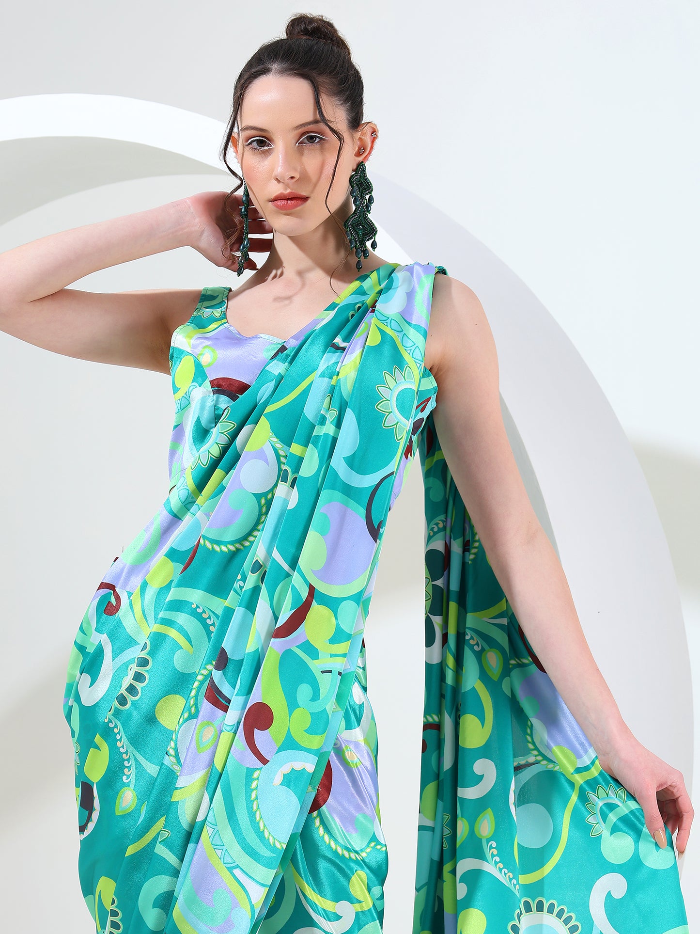 Regal ensemble Crepe silk stitched saree