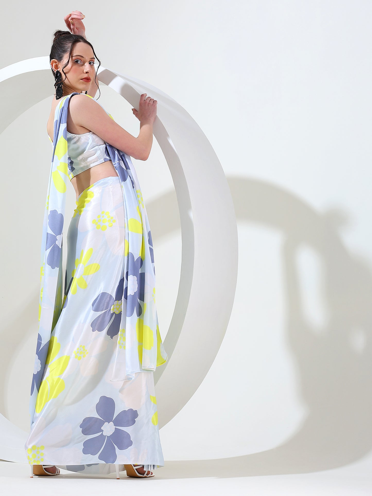 Elite wardrobe crepe silk stitched saree