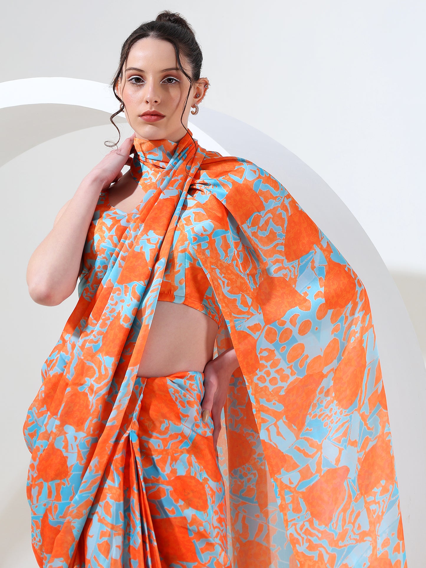 Oriental essense goergette satin stitched saree