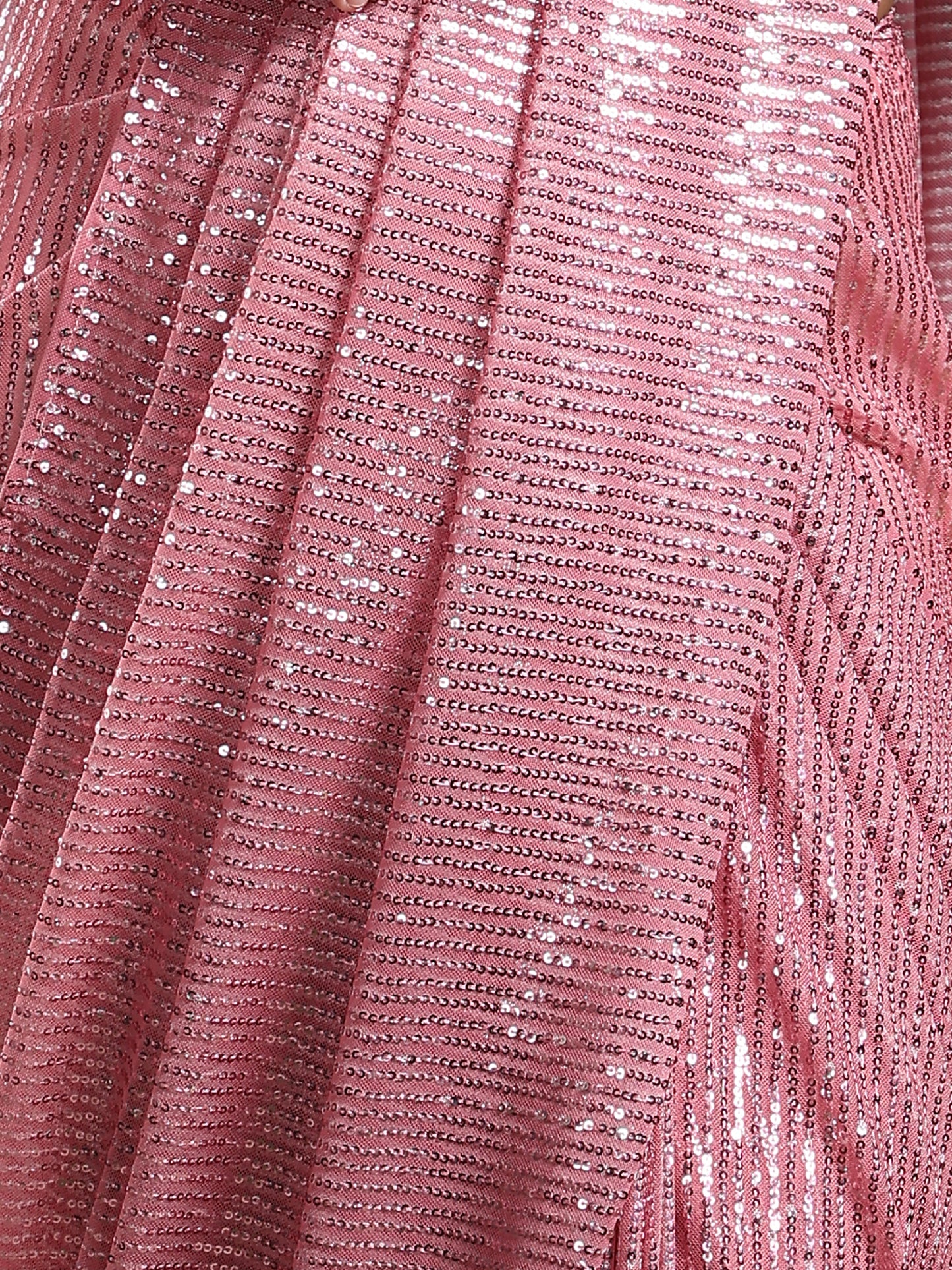 Pink Sequin Silver Pre stitched Saree