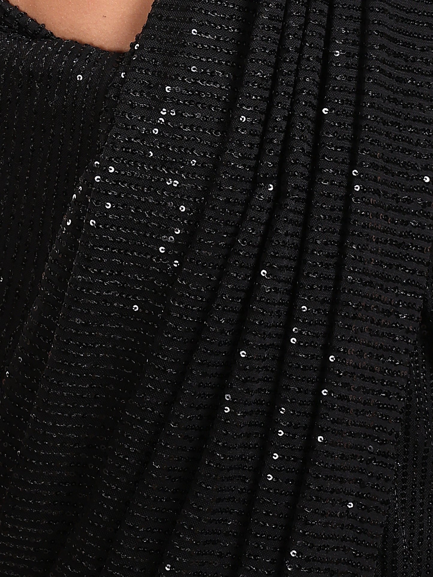 Black sequence with black base stitched saree