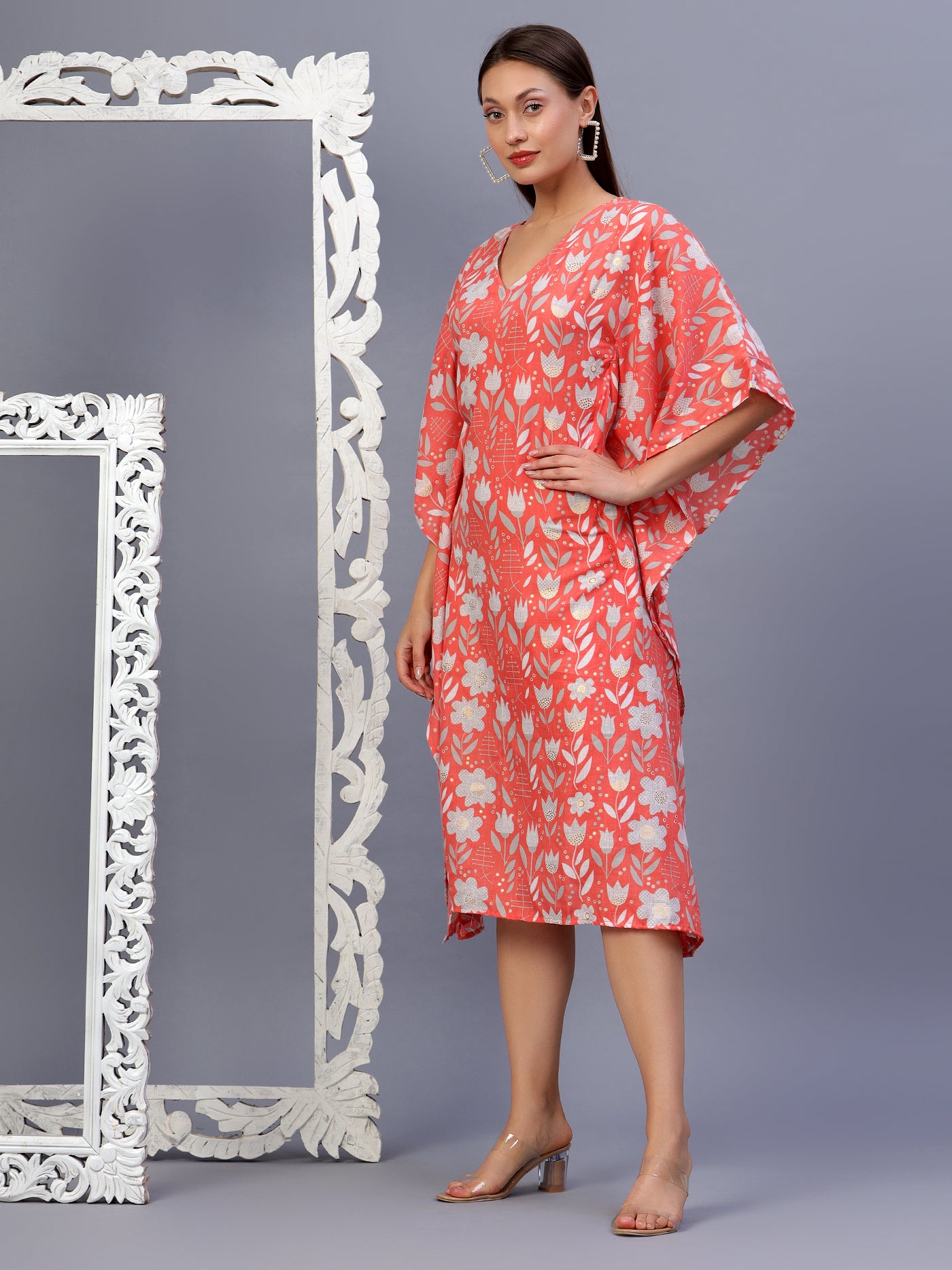 Tropical Printed Kaftan Dress