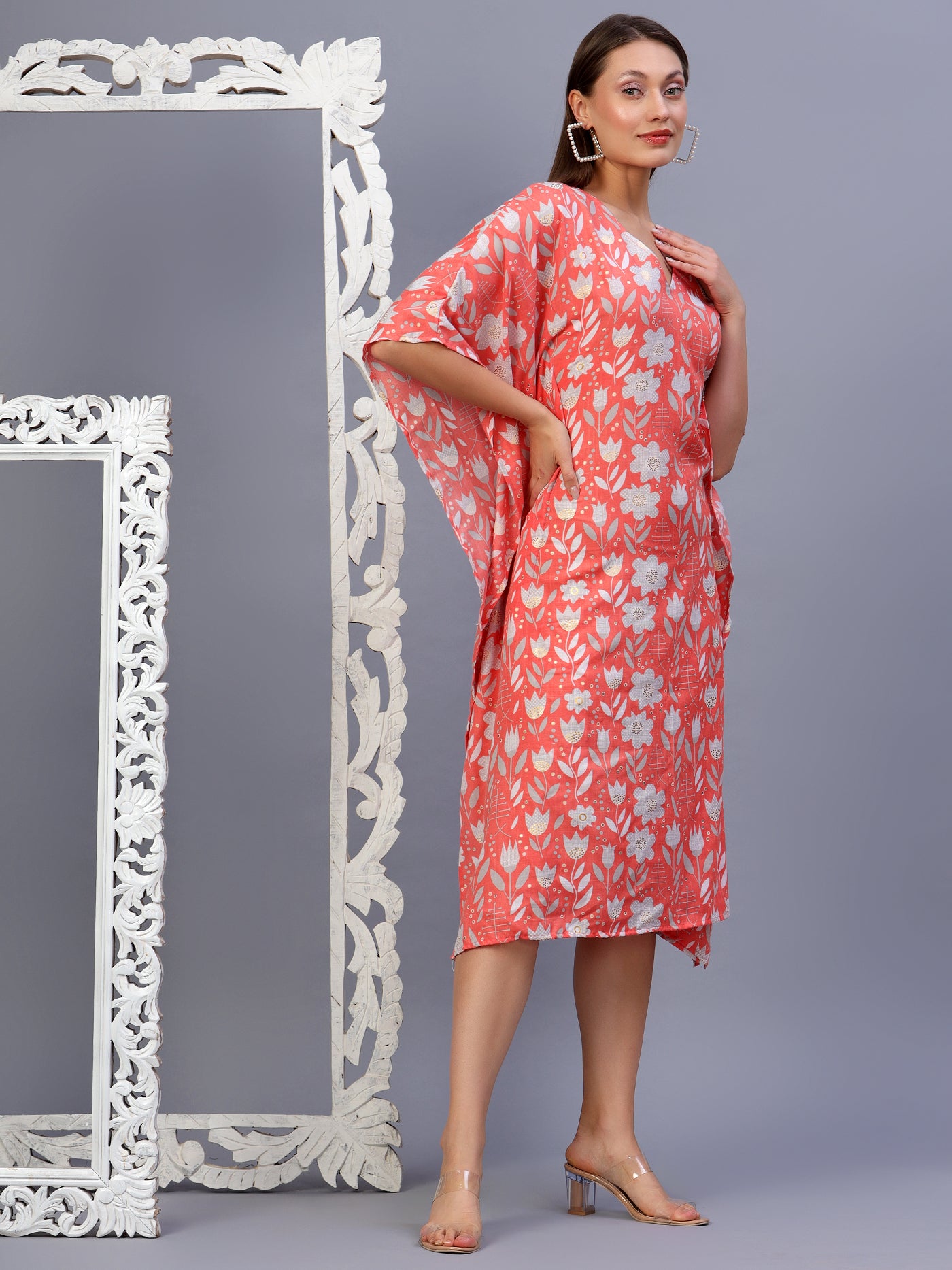 Tropical Printed Kaftan Dress