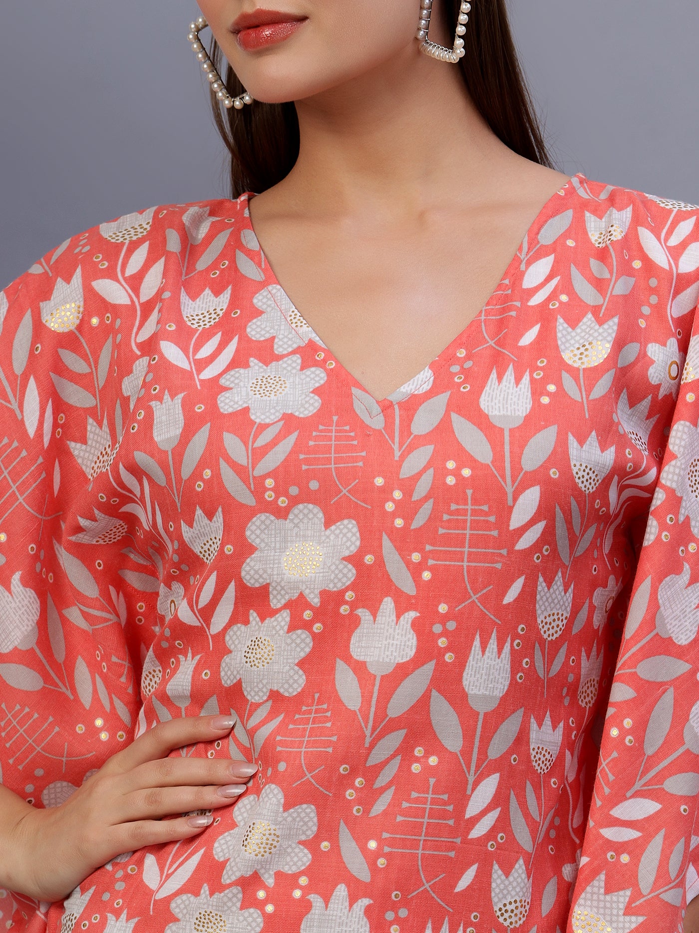 Tropical Printed Kaftan Dress