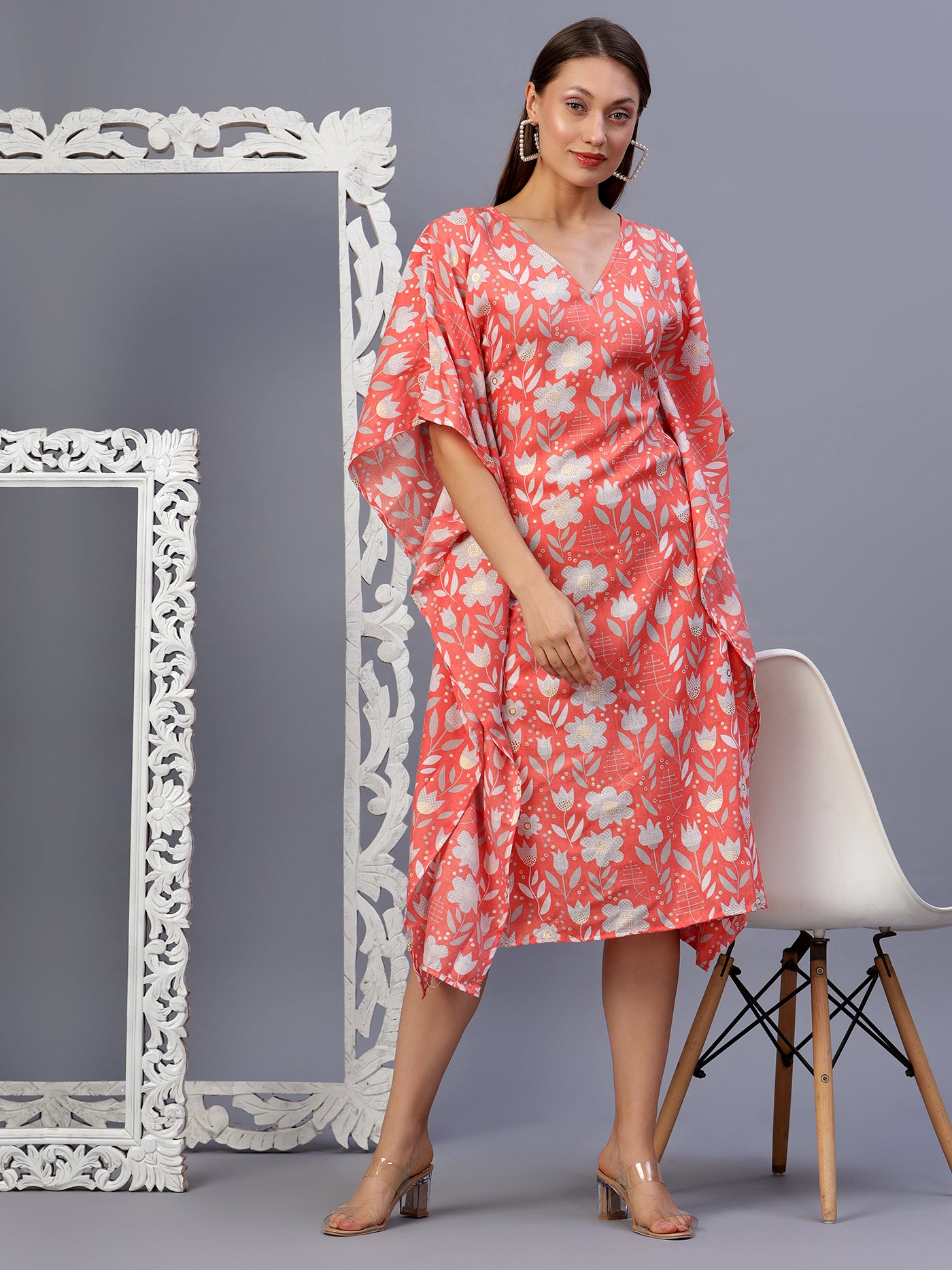 Tropical Printed Kaftan Dress