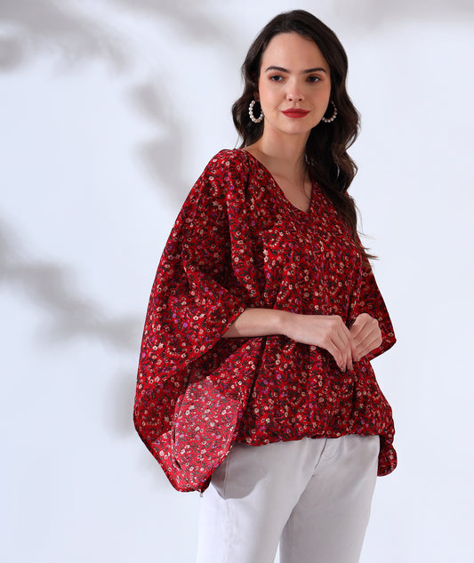 Playful Printed Kaftan Style Top