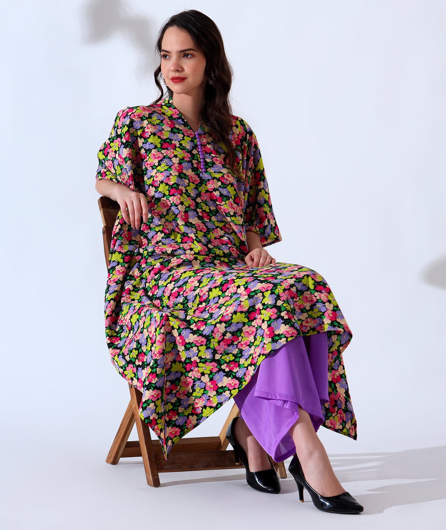 Playful Patchwork Kaftan Style Suit-Set of 2