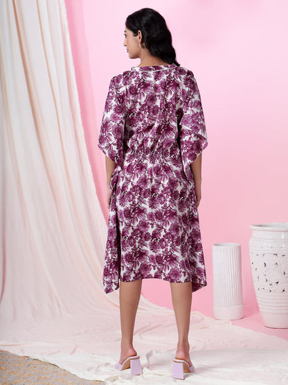 Mystic Mandala Flower Printed Kaftan Dress