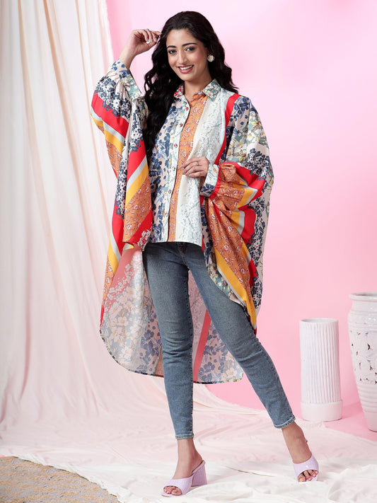 Seaside Serenity Printed Kaftan  Style Top