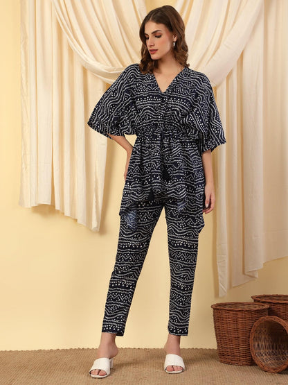 Bandhani Print kaftan Style Coord Set