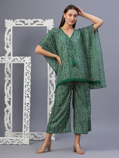 Bandhani Print kaftan Style Coord Set