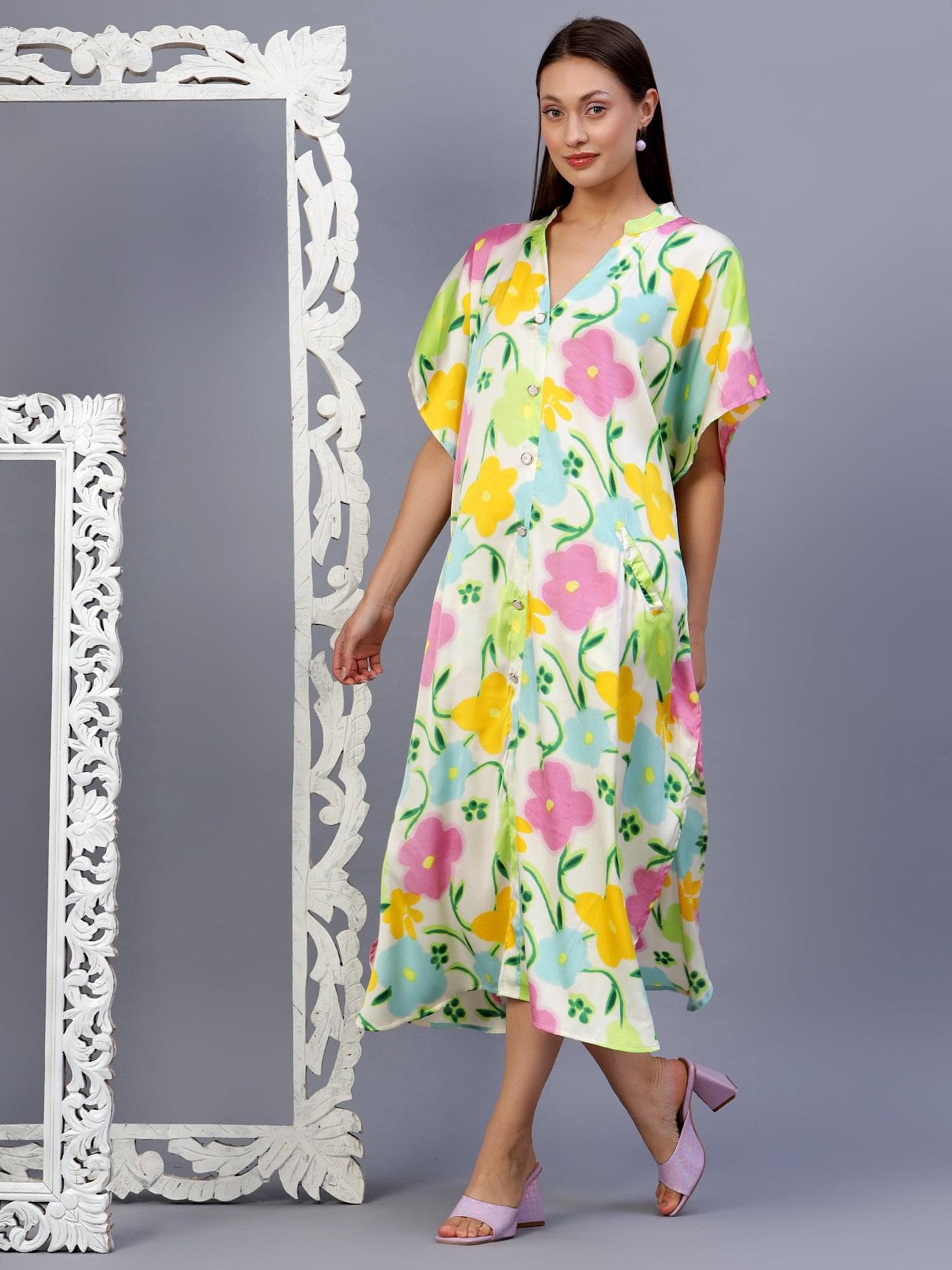 Moroccon Nights Printed Kaftan Dress