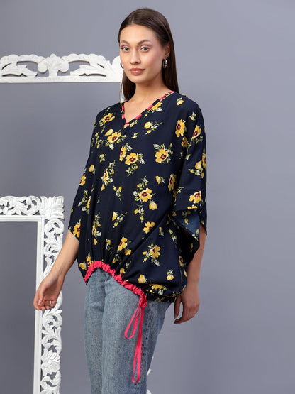 Coastal Charm Kaftan Style Printed Top