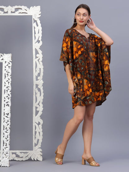 Bohemian Beauty Printed  Kaftan Short Dress