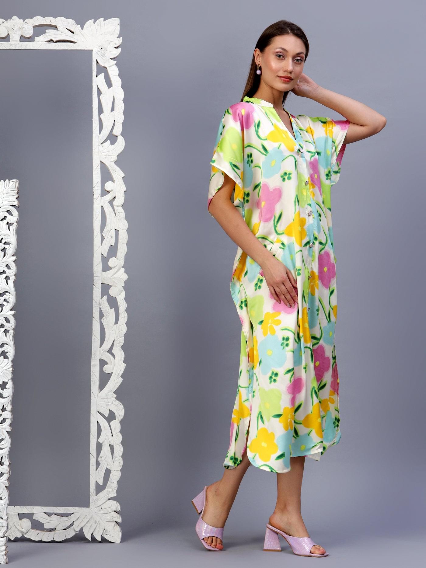 Moroccon Nights Printed Kaftan Dress