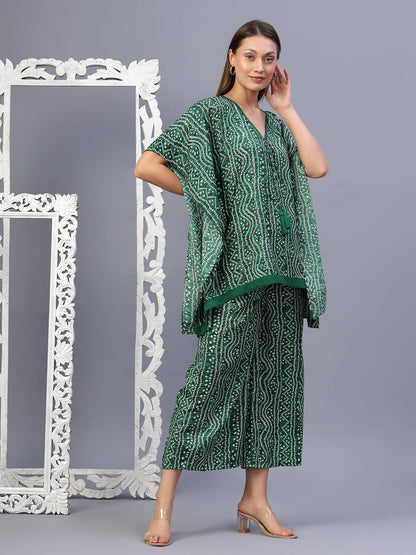 Bandhani Print kaftan Style Coord Set