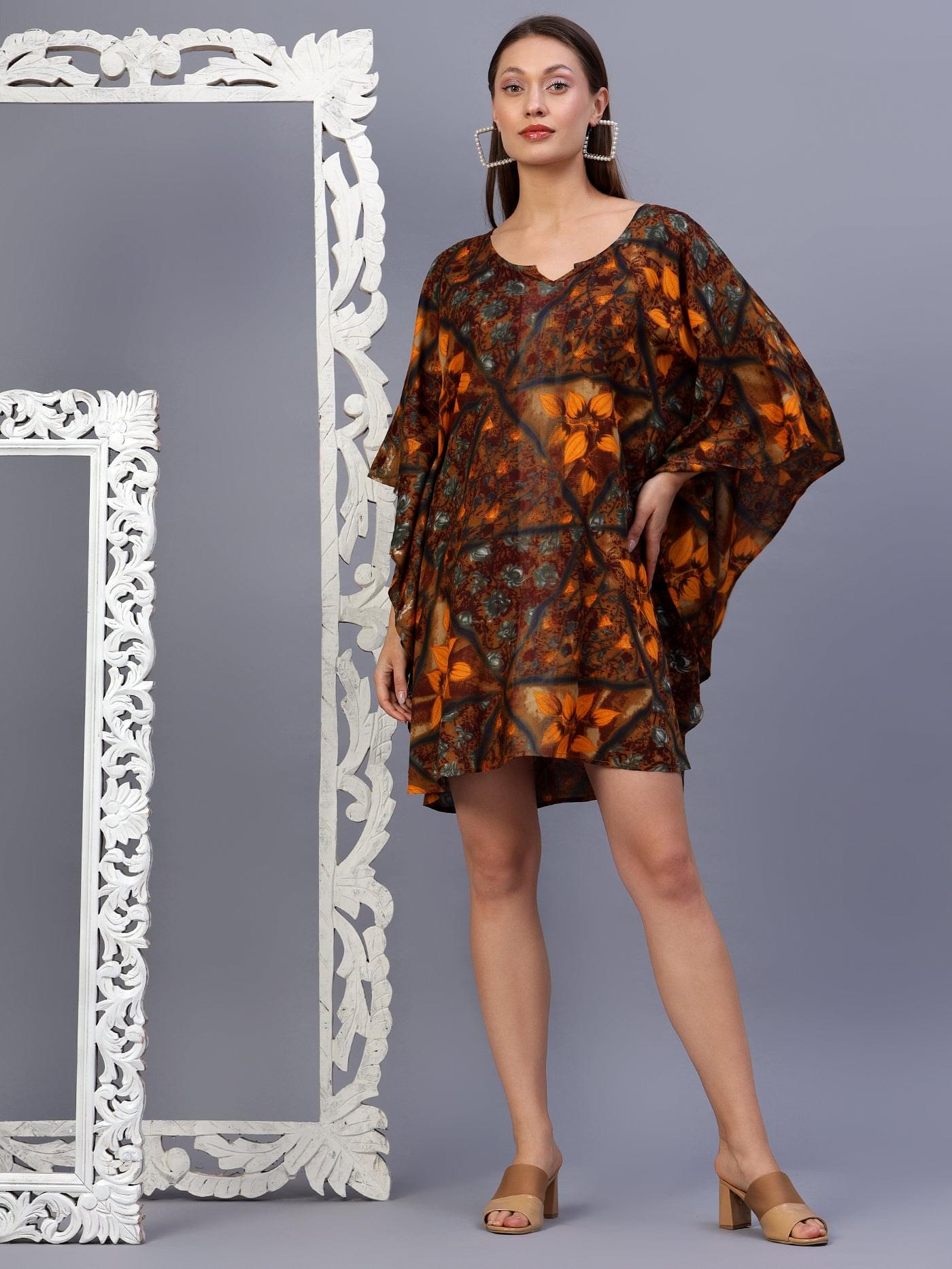 Bohemian Beauty Printed  Kaftan Short Dress