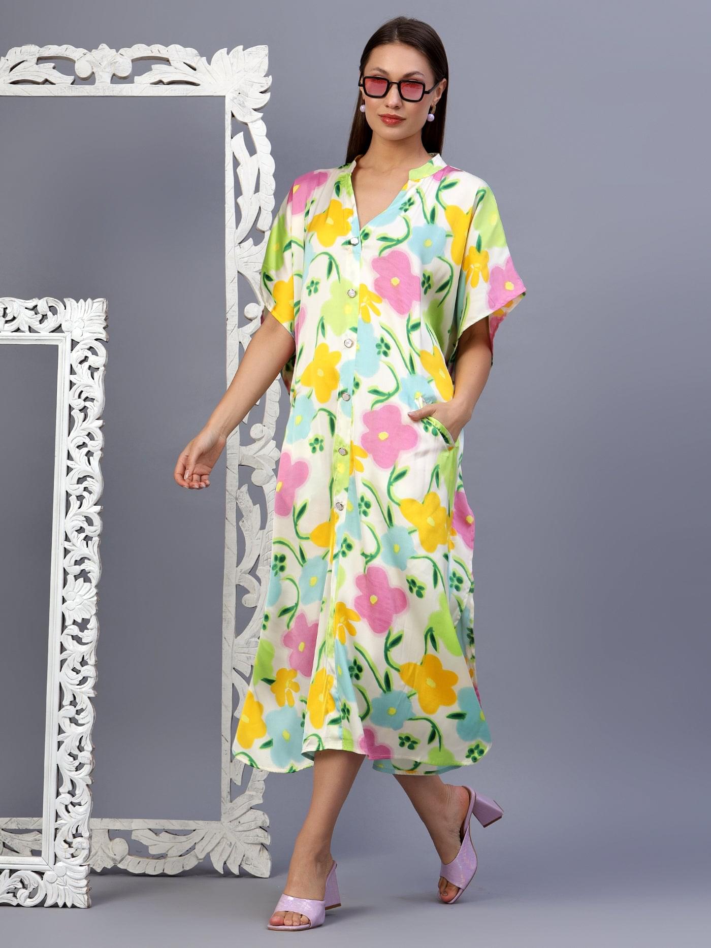 Moroccon Nights Printed Kaftan Dress