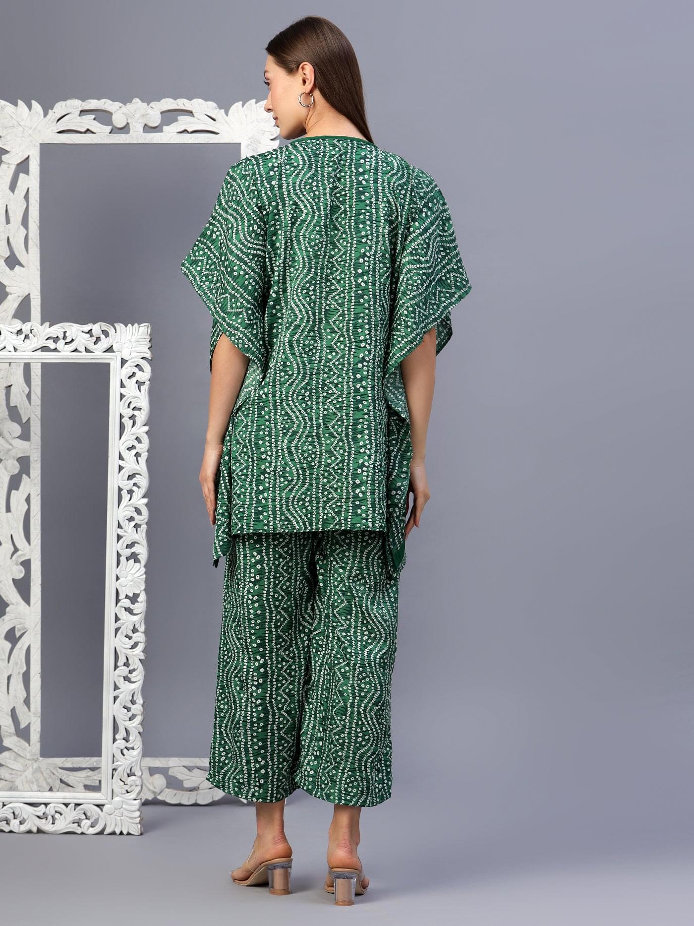 Bandhani Print kaftan Style Coord Set