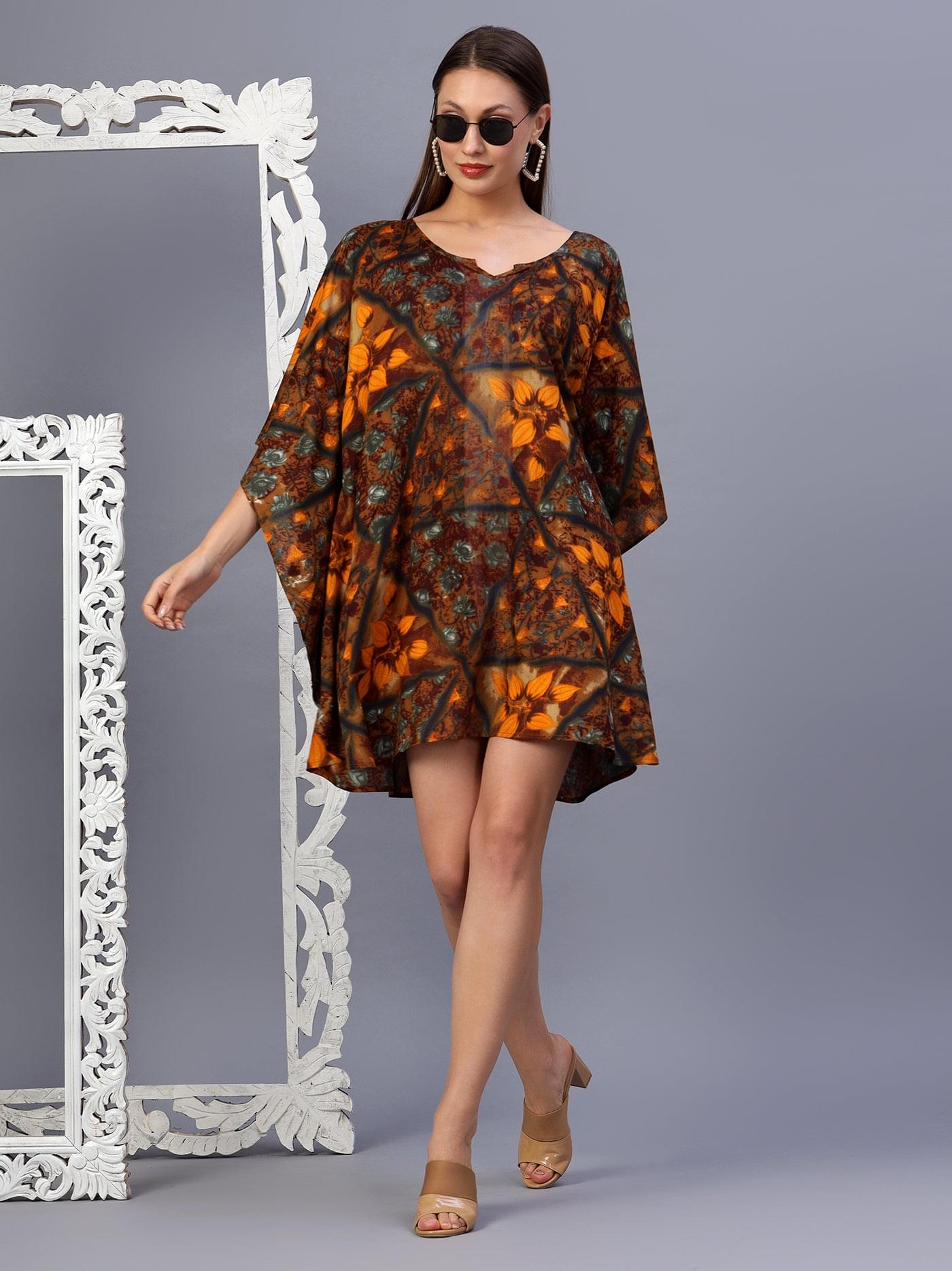 Bohemian Beauty Printed  Kaftan Short Dress